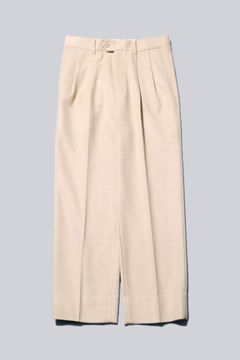 LIGHT MELTON CAMEL 2-TUCK STRAIGHT SLACKS | LIGHT BEIGE | スラックス