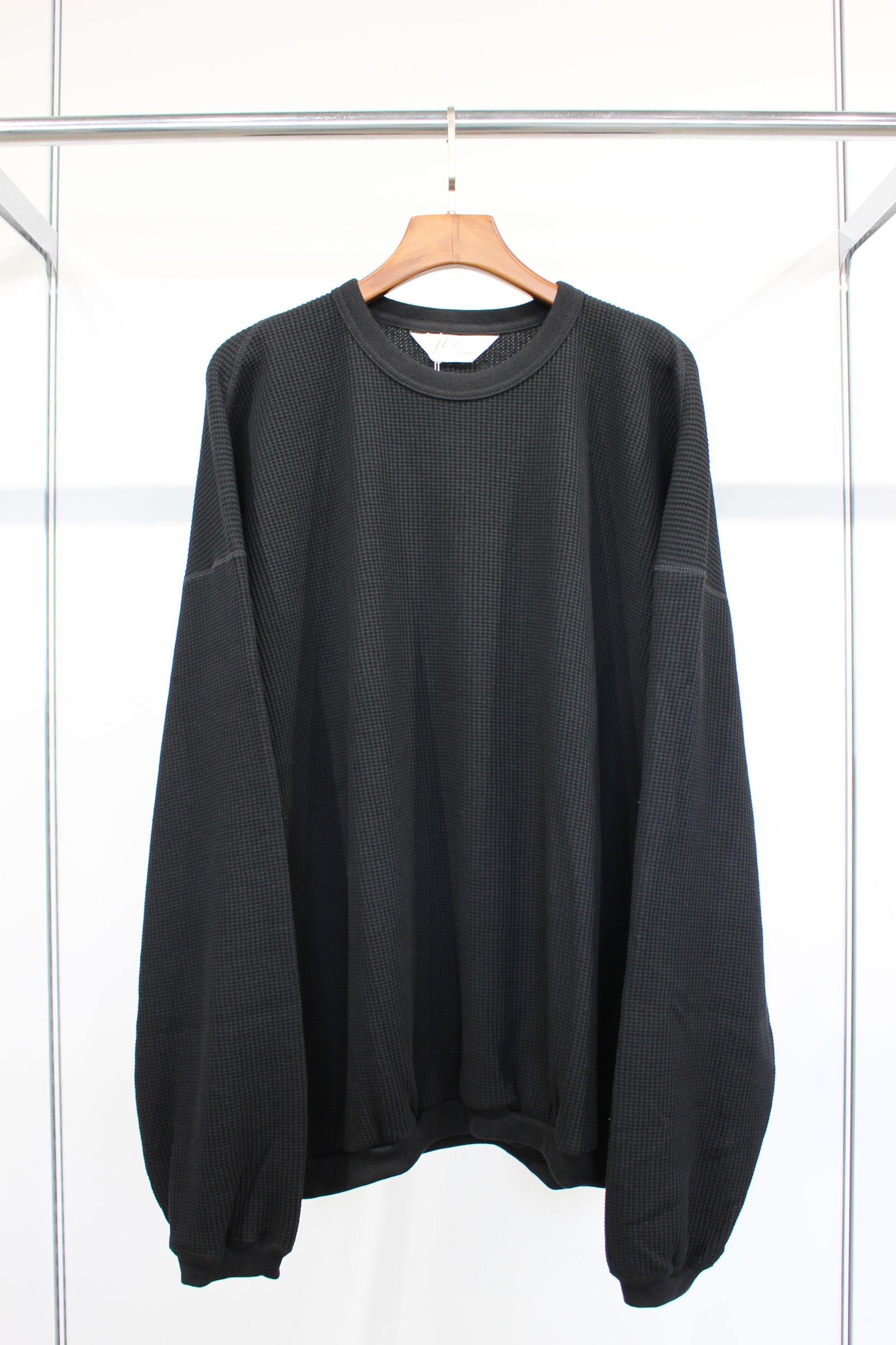 WAFFLE OVERSIZE LS/BLACK