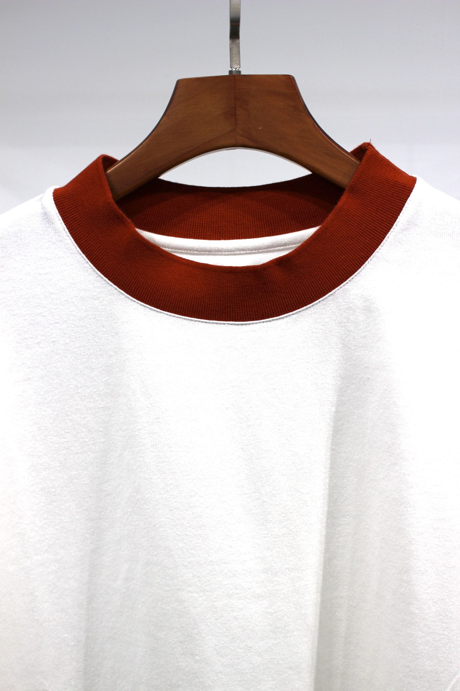 TIGHT-SLITCHED KNITTED FABRIC RINGER S/S TEE/ORANGE