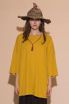 WAFFLE OVERSIZED T-SHIRT/YELLOW