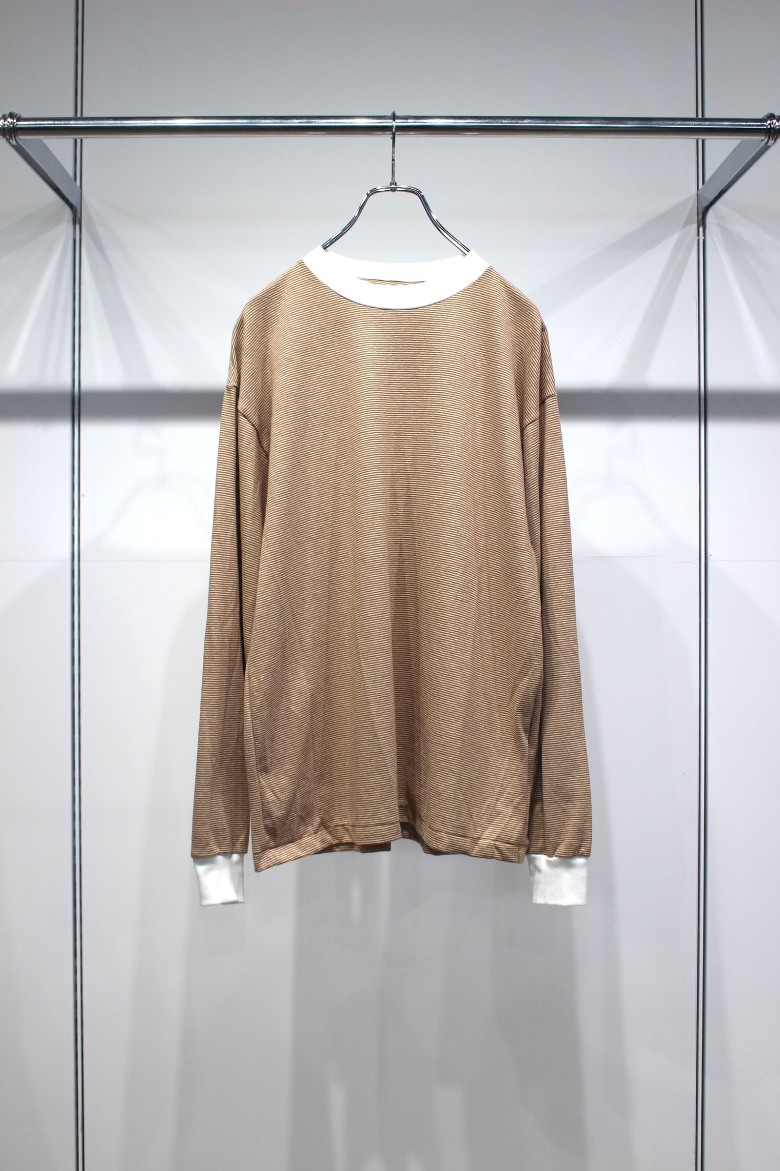 [ラスト1点] COTTON HEMP BORDER L/S TEE | BROWN | カットソー
