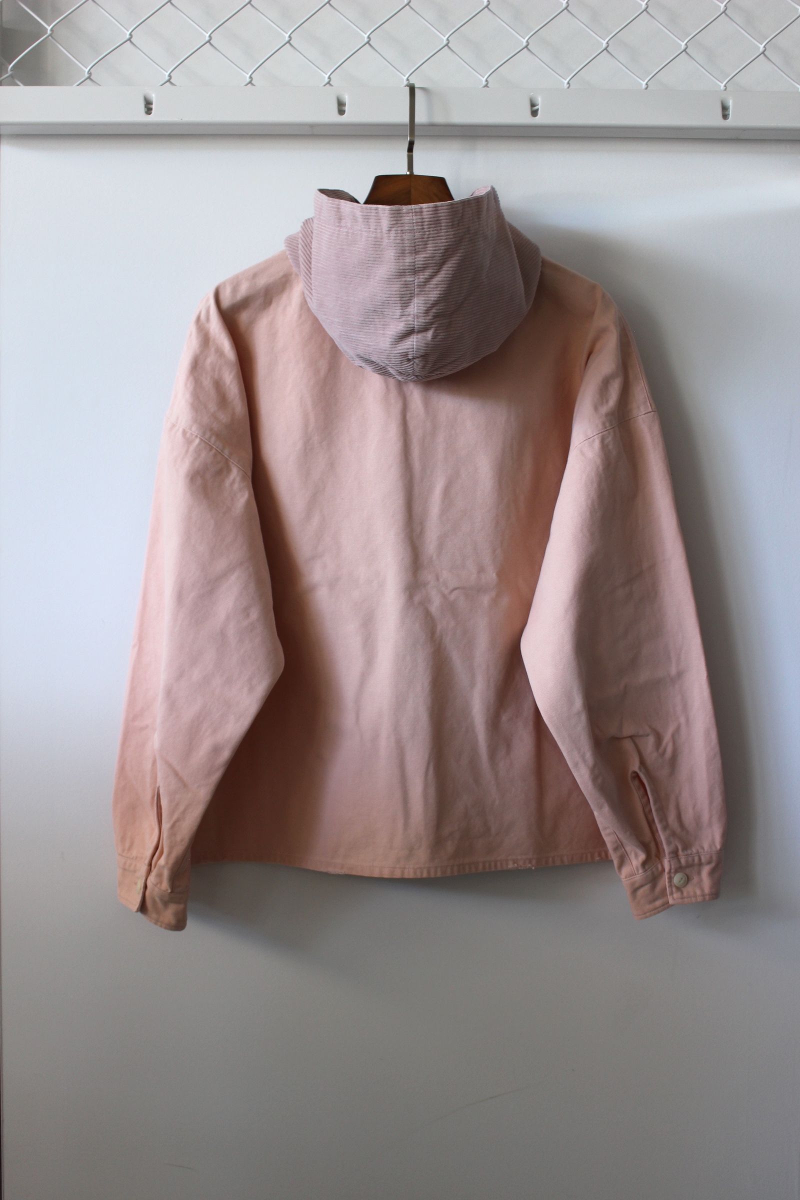 DAMAGE DUCK HOOD SHIRT/パーカー/ベージュピンク