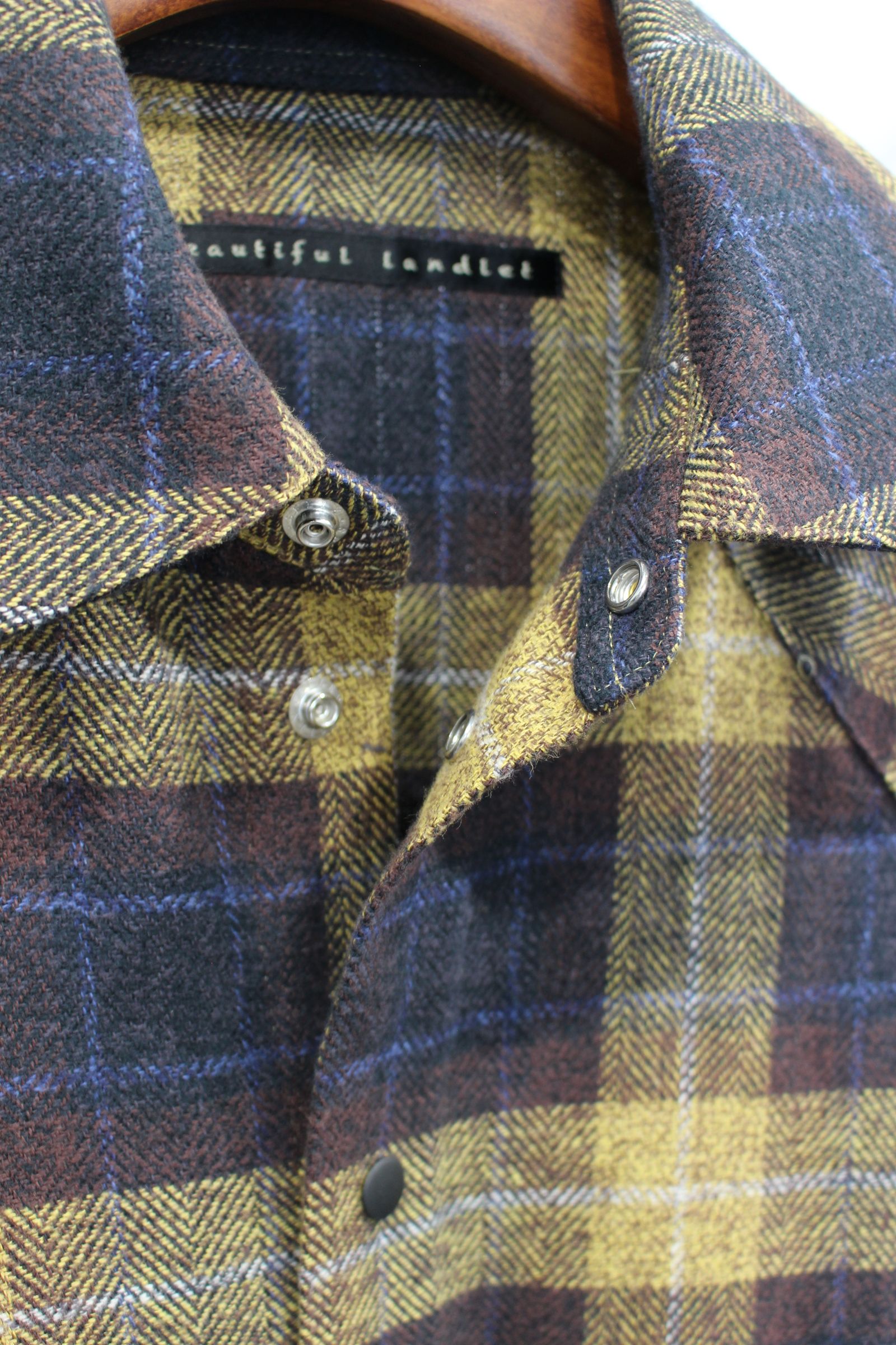 COTTON TWEED CHECK RAGLAN OVERSIZE SHIRT | YELLOW | シャツアウター