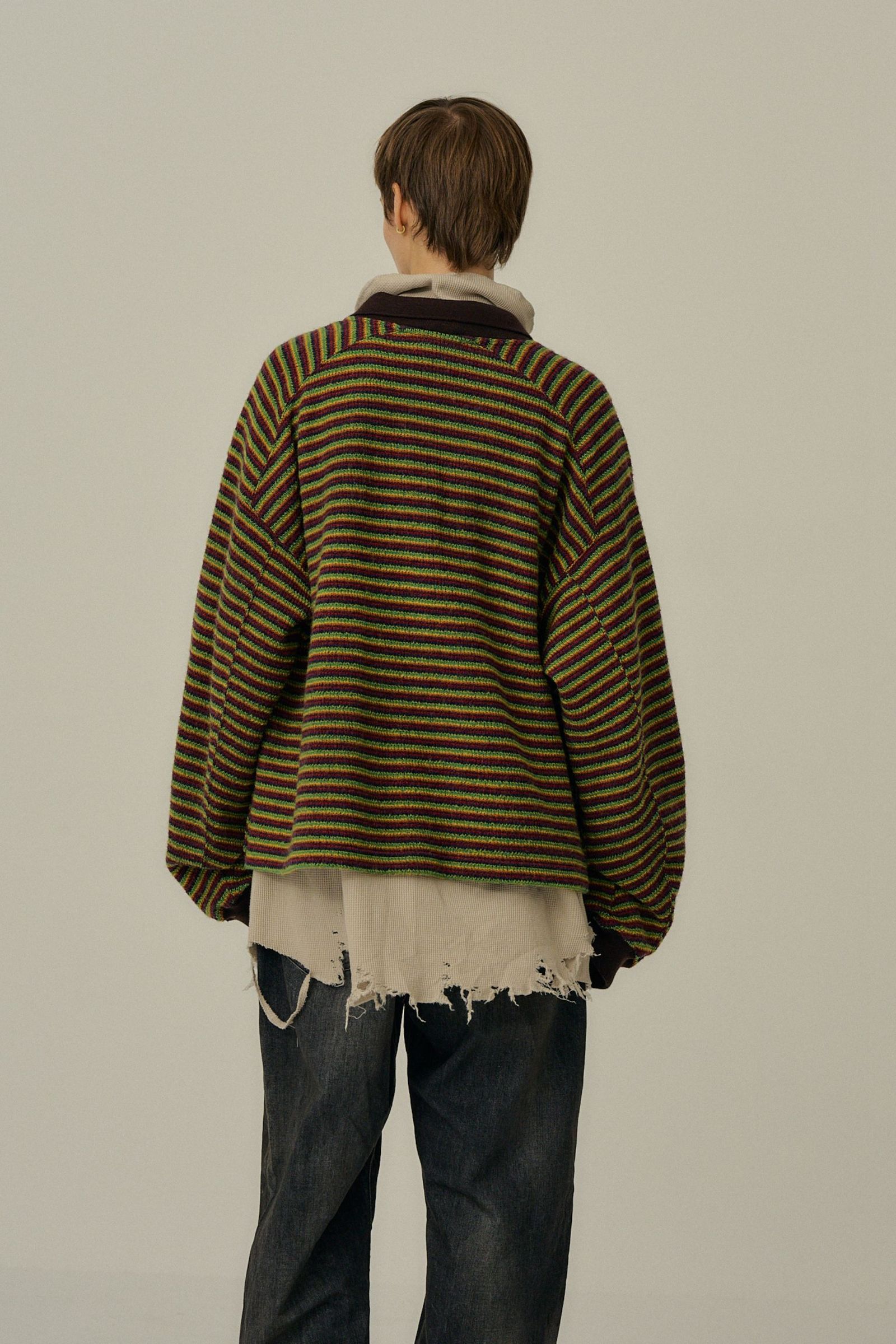WOOL BORDER SKIPPER SHIRT | MULTI | スキッパーシャツ