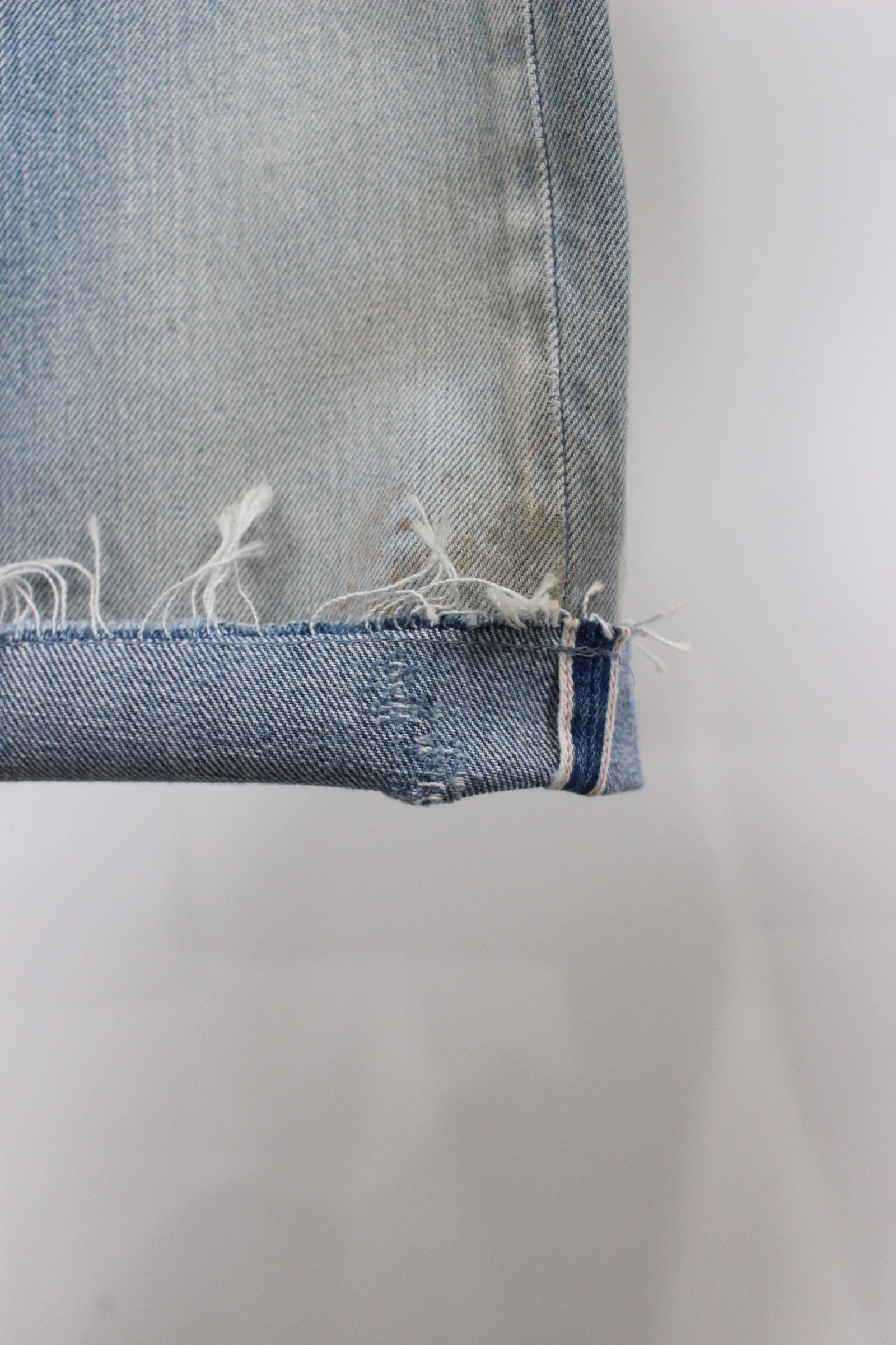 DAMAGE SELVEDGE DENIM STRAIGHT 5P PANTS/INDIGO