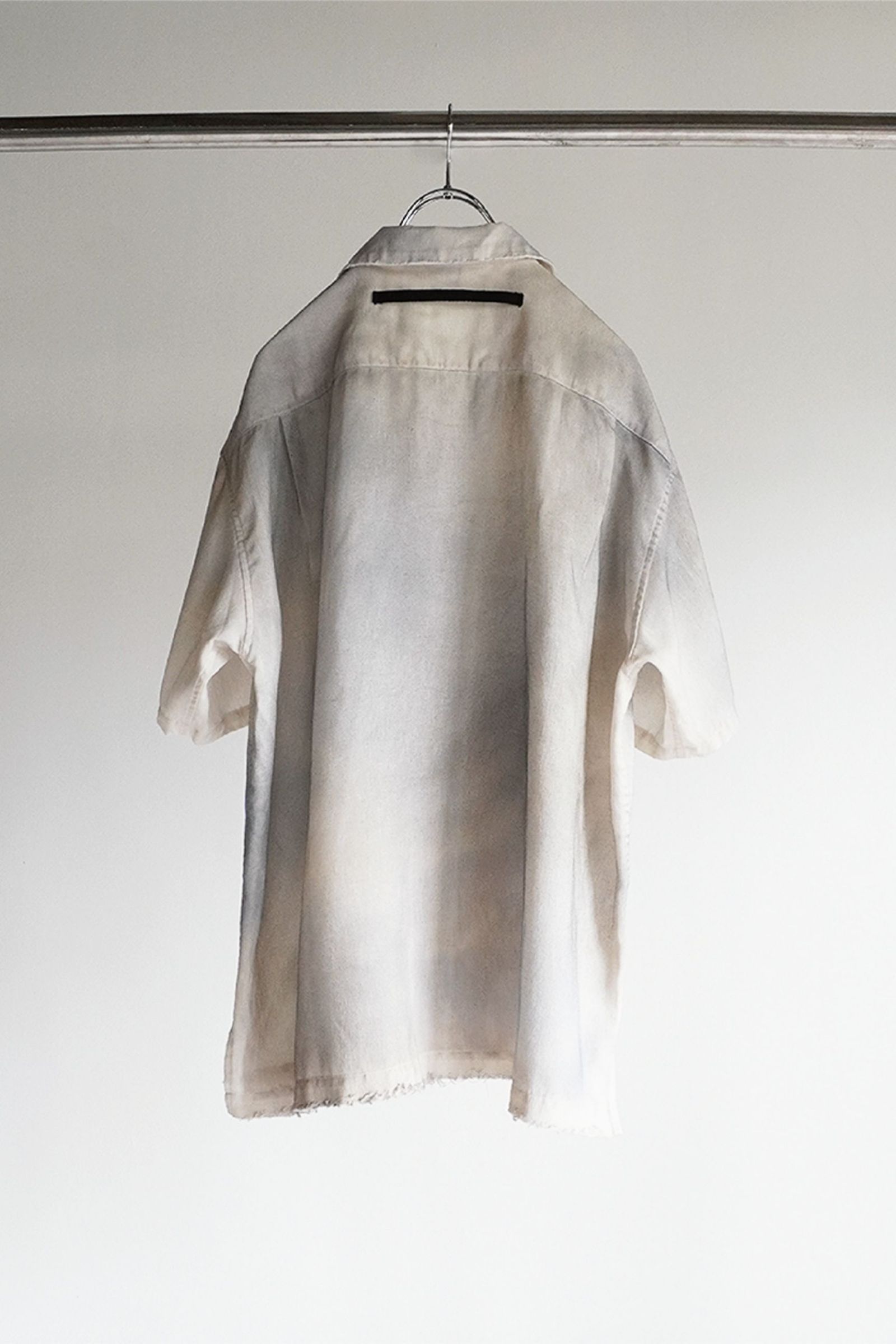 MELANGE OPEN COLLAR SS SHIRT/WHITE