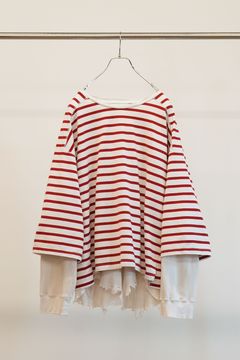 BORDER LAYERED LS SHIRT | WHITE/RED | レイヤードカットソー