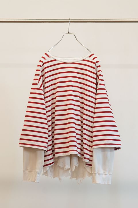 BORDER LAYERED LS SHIRT | WHITE/RED | レイヤードカットソー