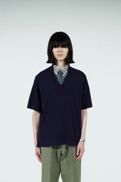 MILAN RIB OPEN COLLAR - 16G Compact Yarn -/オープンカラーニット