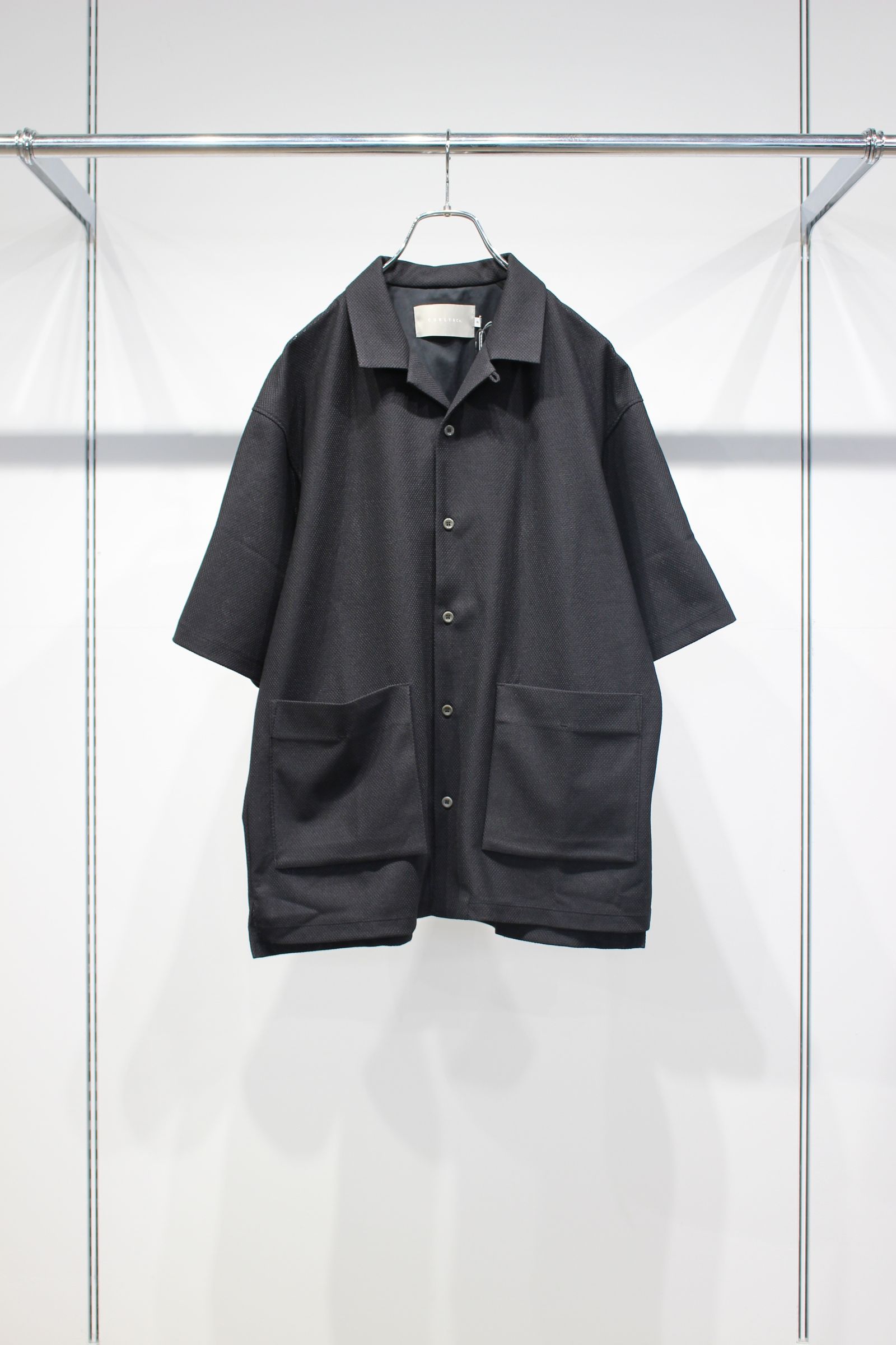 BIRD'S EYE JERSEY OPEN-COLLAR SHIRT | BLACK | シャツ