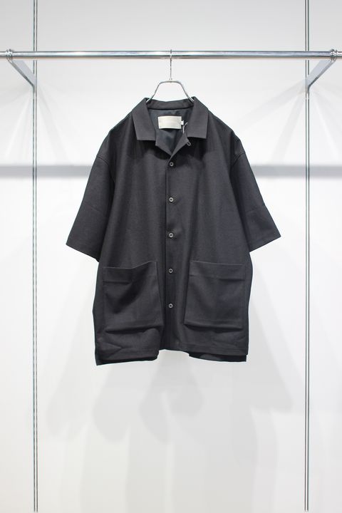 BIRD'S EYE JERSEY OPEN-COLLAR SHIRT | BLACK | シャツ