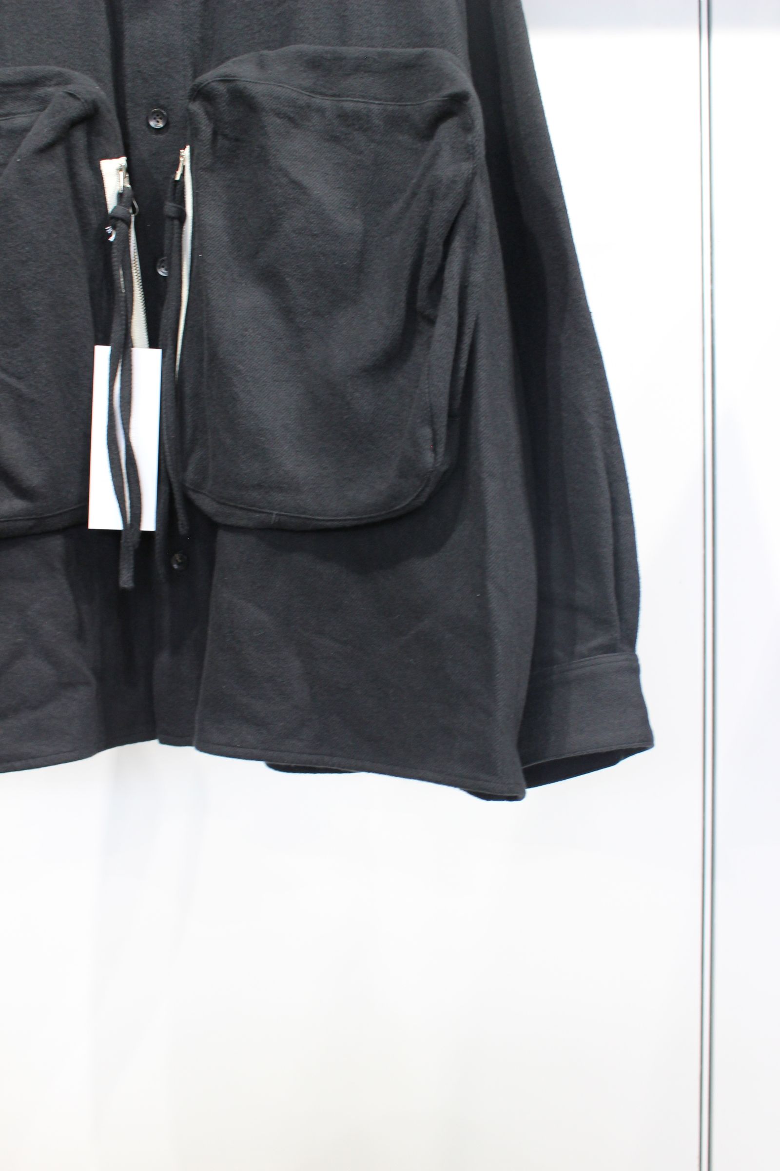 [ラスト1点] ORGANIC COTTON FLANNEL RAGLAN OVERSIZE SHIRT | BLACK | シャツアウター