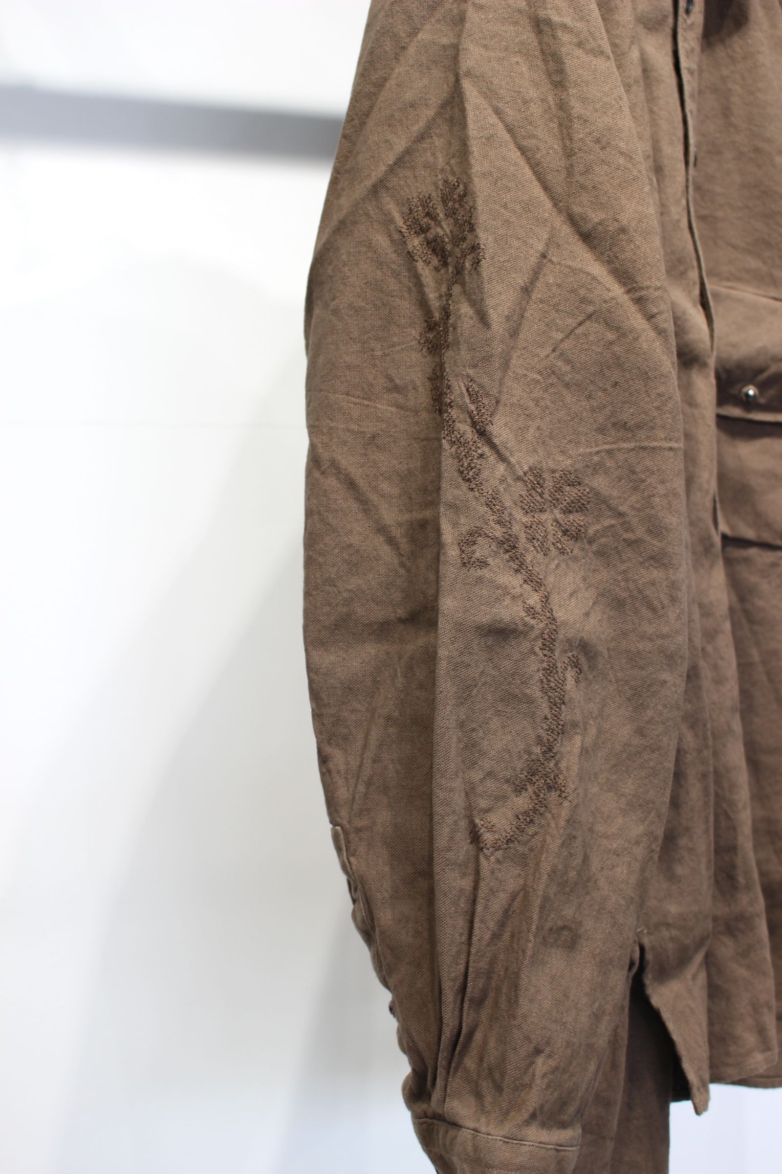 [ラスト1点] L/C NEP FLOWER EMBROIDERY OVER SHIRT | BROWN | オーバーシャツ