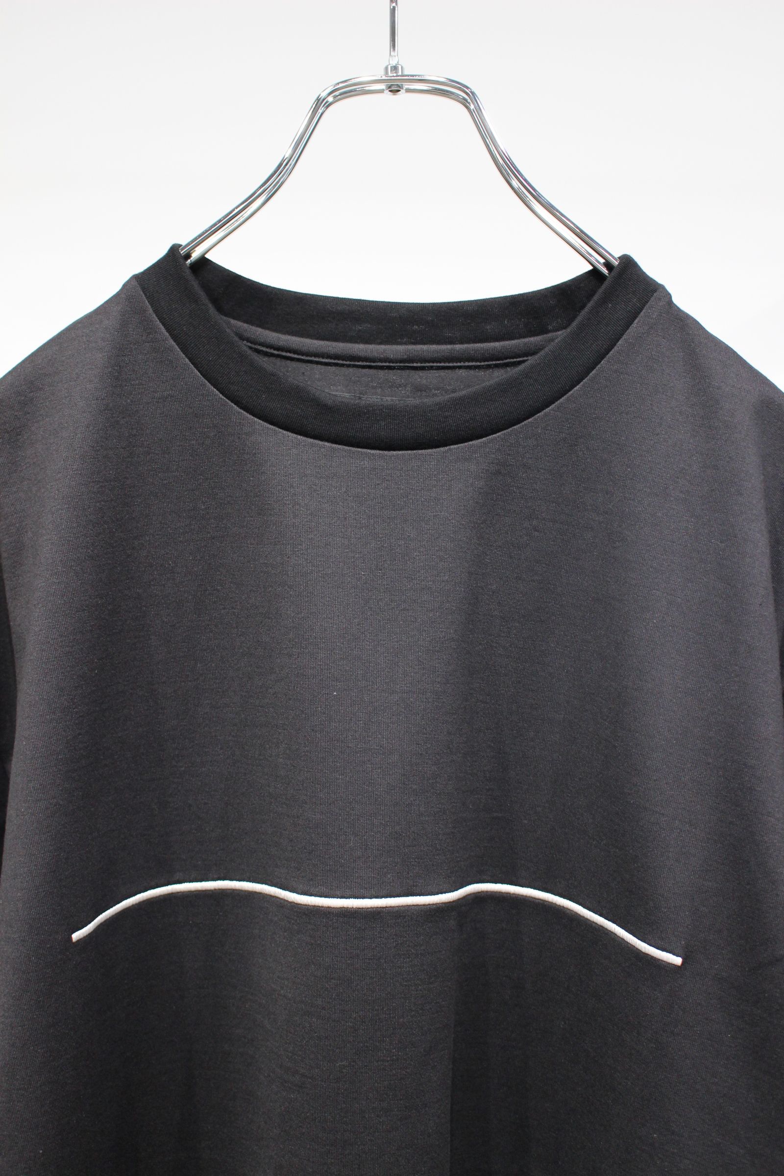 [ラスト1点] MERCERIZATION JERSEY EMBROIDERY T-SHIRT | BLACK | Line | カットソー