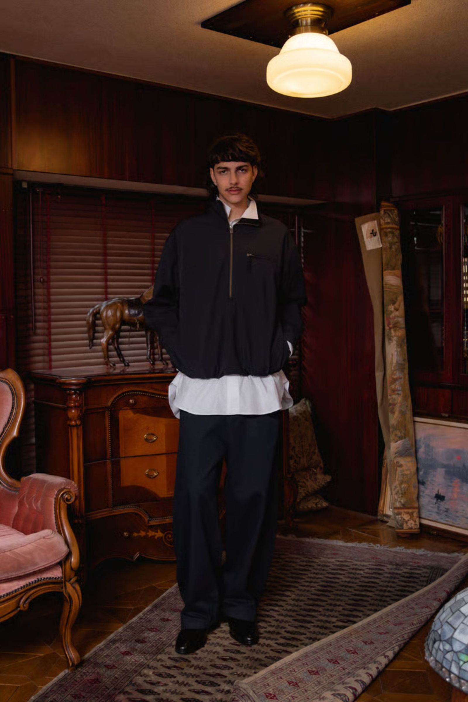 Clear Twill Crescent Wide 5-Pocket Trousers | NAVY | 5ポケットパンツ
