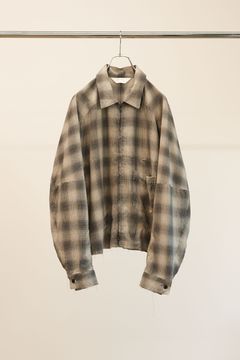OMBRECHECK SHORT ZIPUP SHIRT | BROWN | ジップアップシャツ