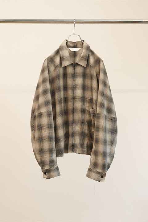 OMBRECHECK SHORT ZIPUP SHIRT | BROWN | ジップアップシャツ