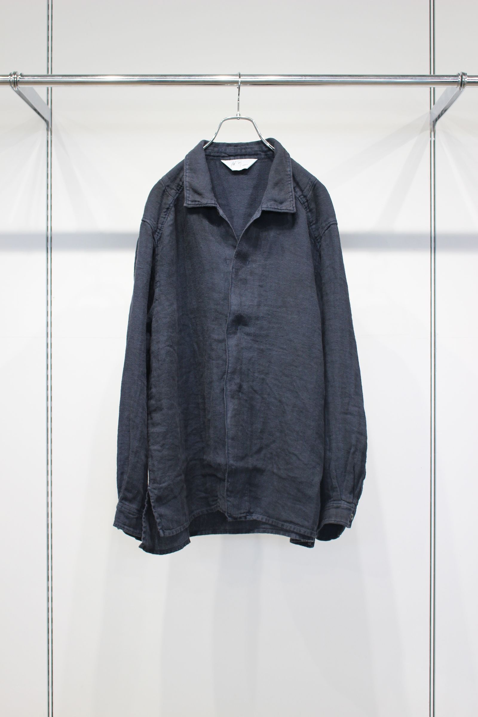AGING LINEN CROSS-LINE SHIRT | NAVY | シャツ