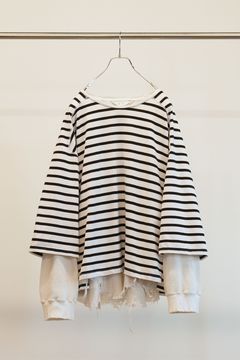 BORDER LAYERED LS SHIRT | WHITE/BLACK | レイヤードカットソー