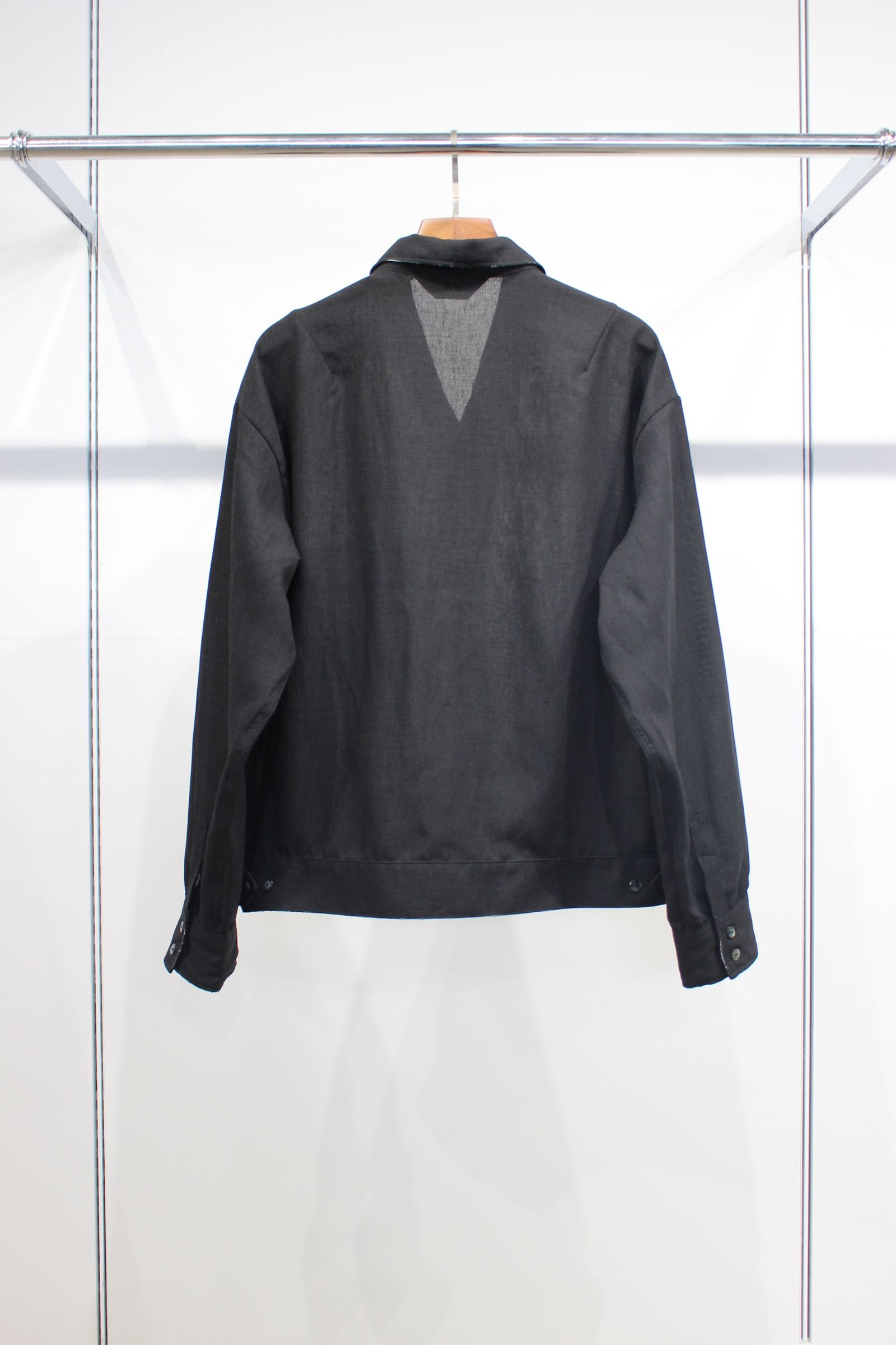 MELANGE OPEN COLLAR SHIRT | BLACK | シャツ