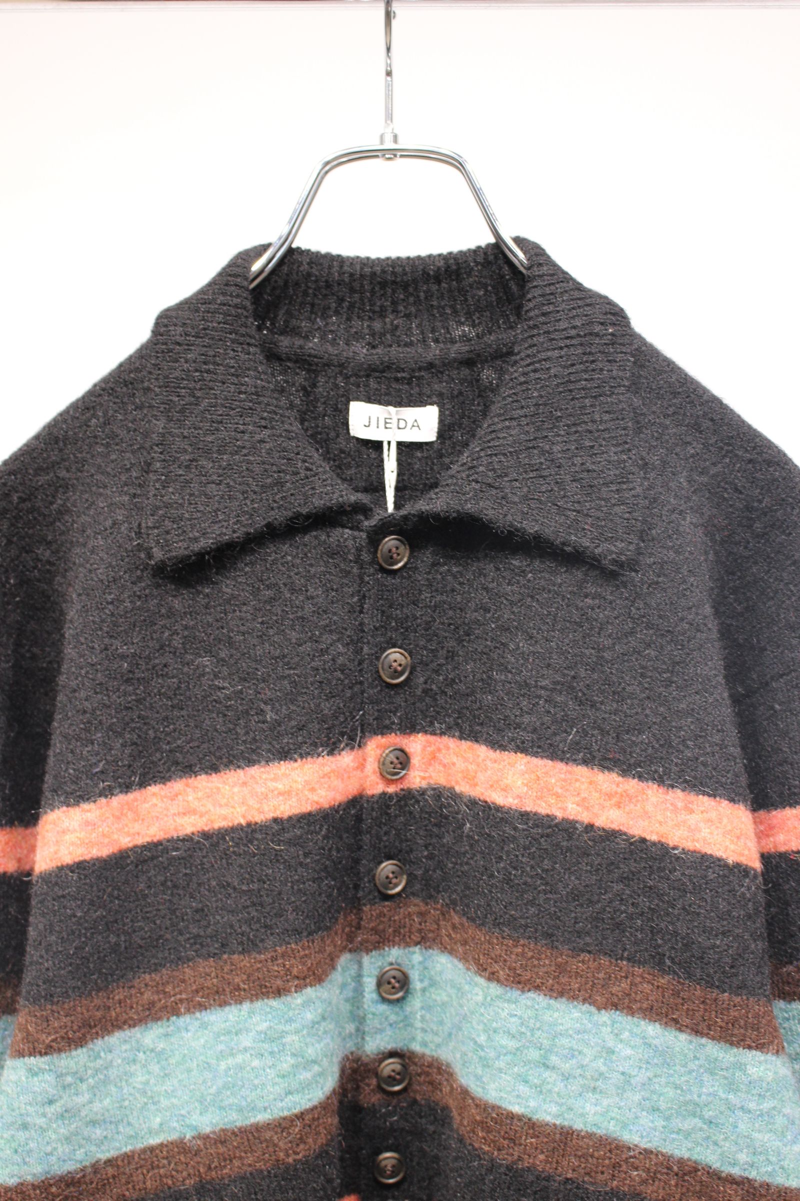 STRIPED KNIT POLO | BLACK | ニット