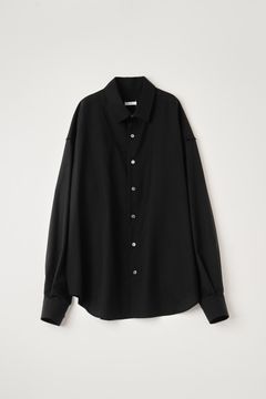 WOOL CALM SKIN WIDE SHIRT : CUT-OFF | BLACK | シャツ