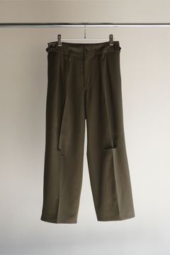 WOOL DAMAGE WIDE SLACKS | DARK OLIVE | スラックス