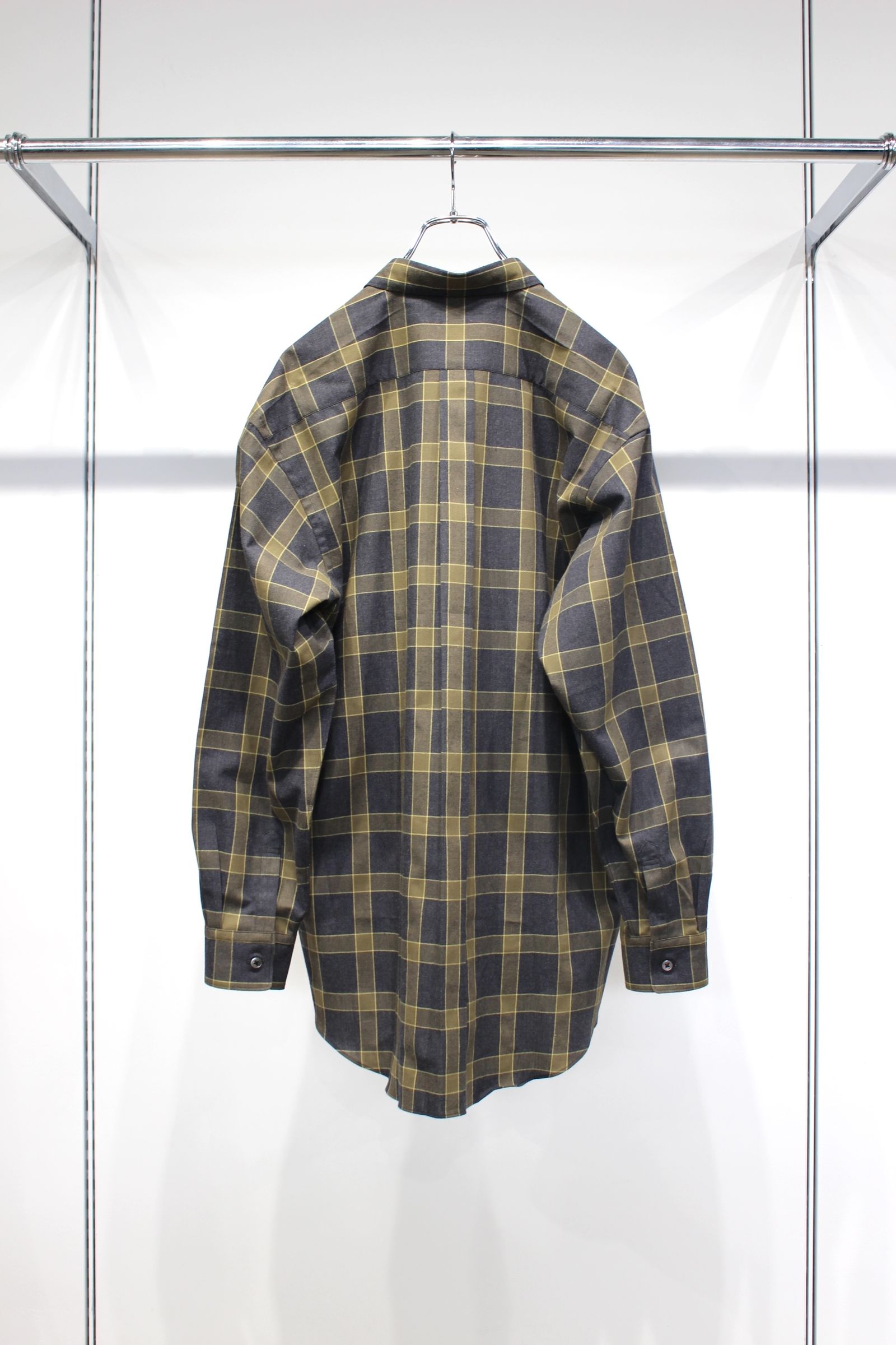 [ラスト1点] COTTON FLANNEL CHECK L/S REGULAR COLLAR SHIRT | GREEN CHECK | チェックシャツ