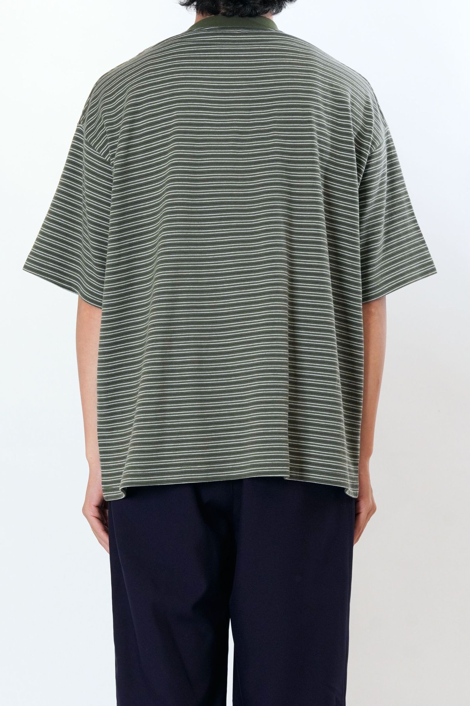 [ラスト1点] BORDER WIDE S/S T-SHIRT | KHAKI | カットソー