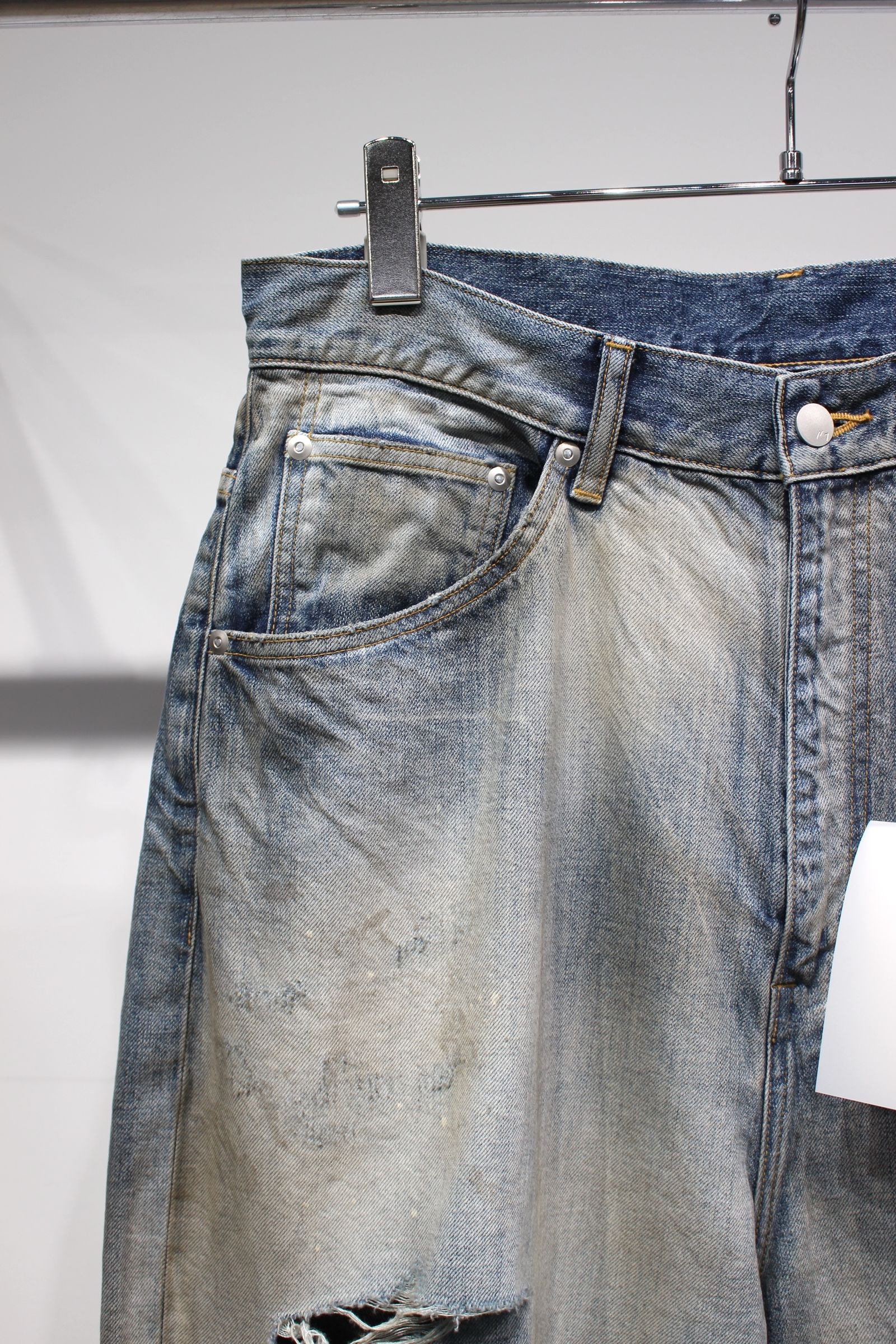 DAMAGE WIDE 5P DENIM PANTS | INDIGO | ダメージデニム