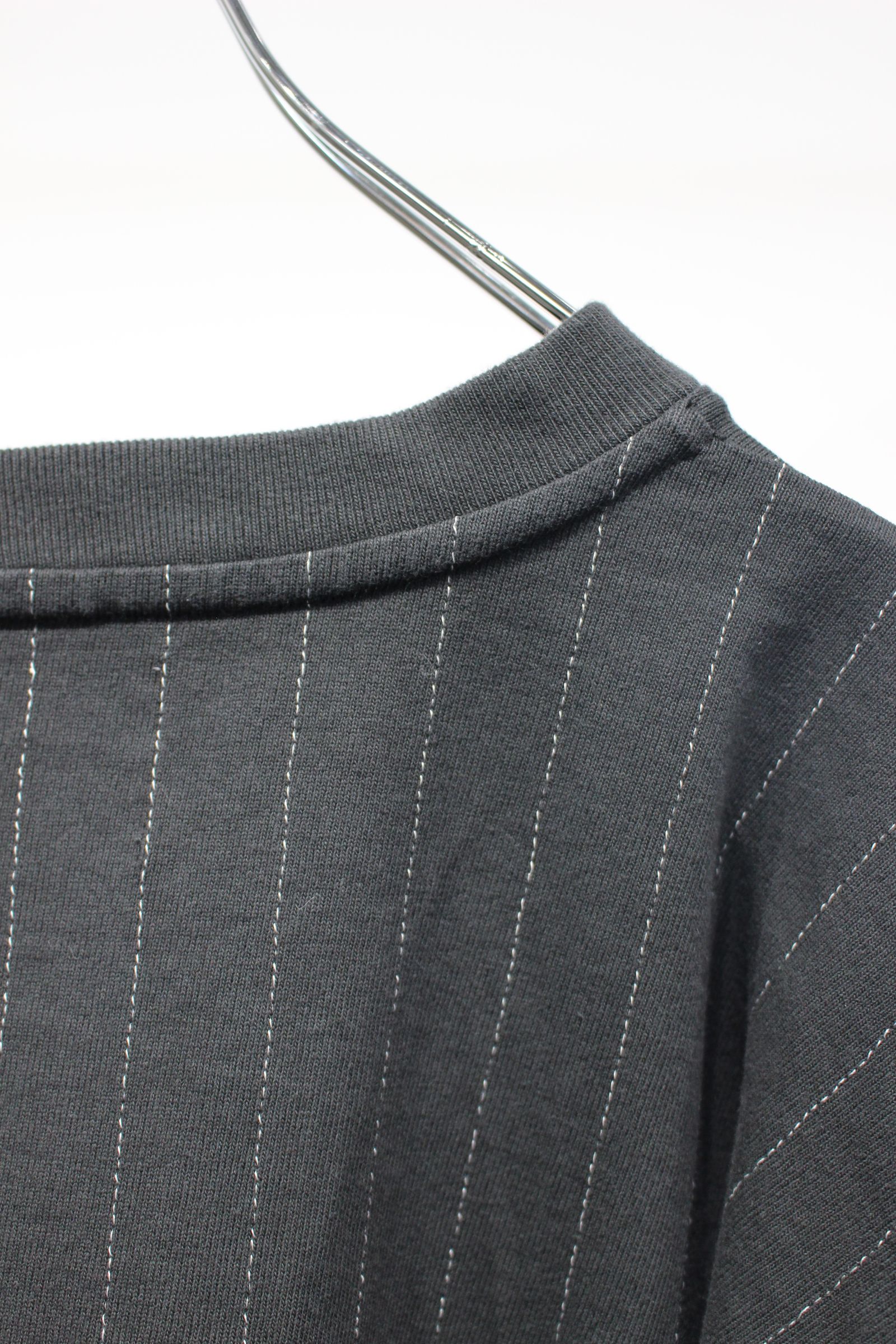 QUILTING STITCH OPEN END JERSEY Rib Gusset L/S T-Shirt | BLACK | カットソー