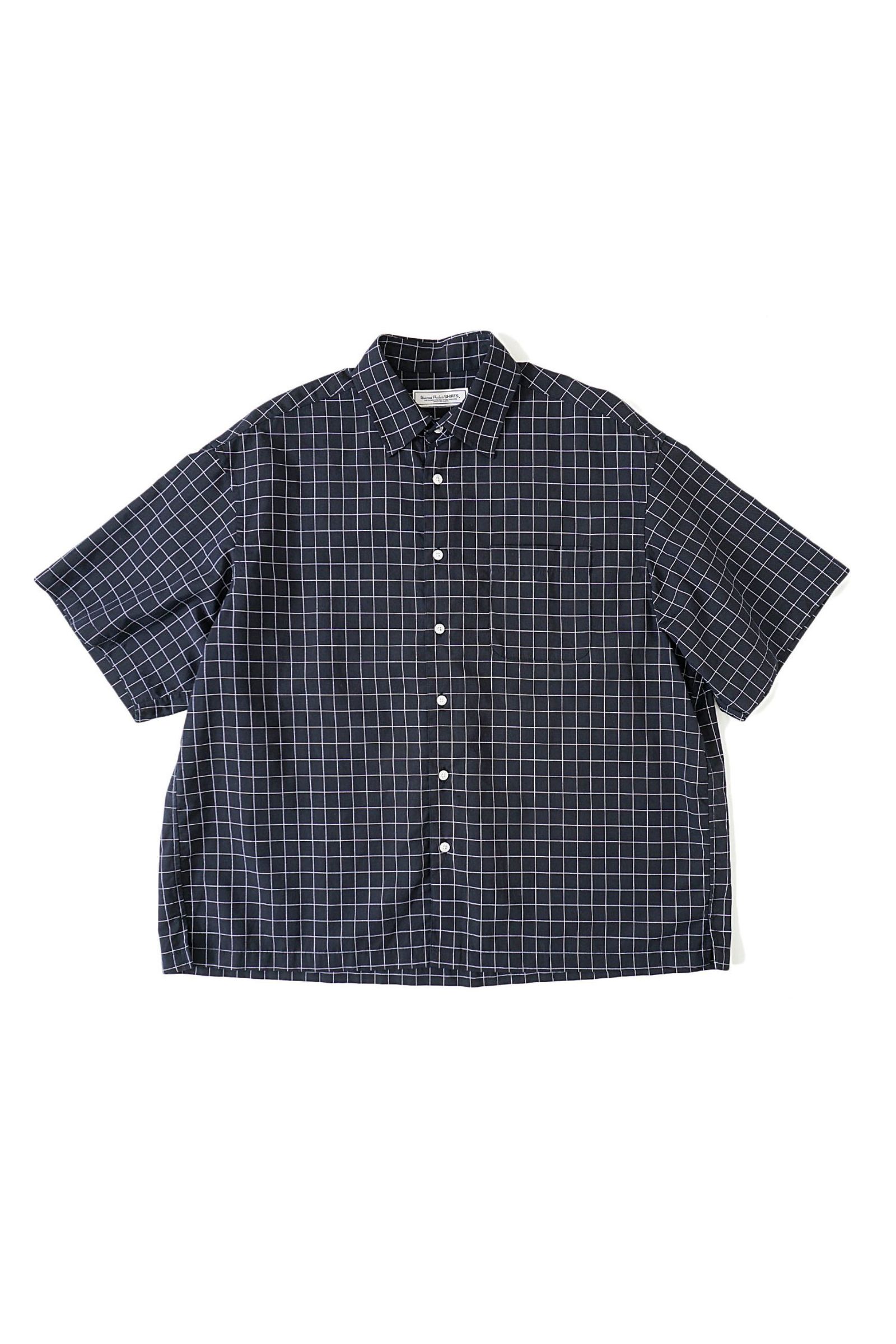 高級感Linen Windowpane Check S/S Shirt 半袖シャツ トップス