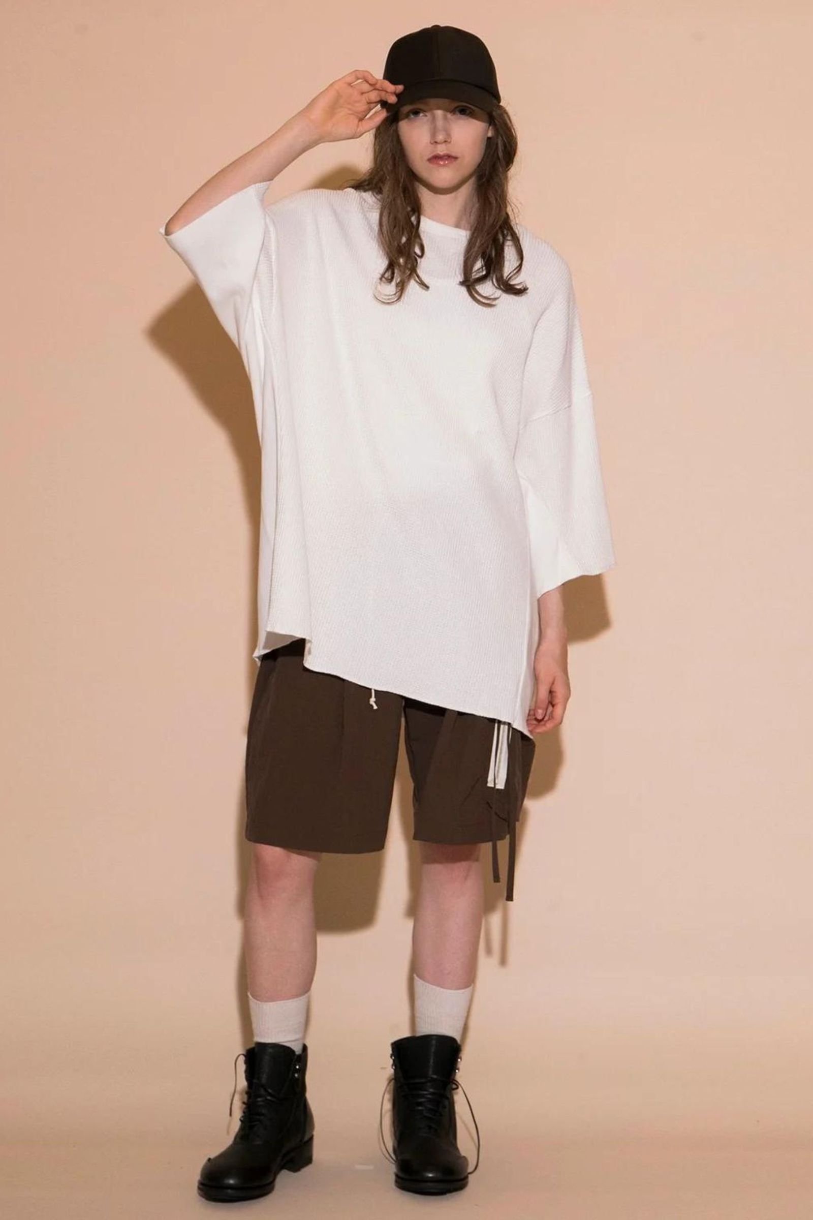 WAFFLE OVERSIZED T-SHIRT | WHITE | カットソー
