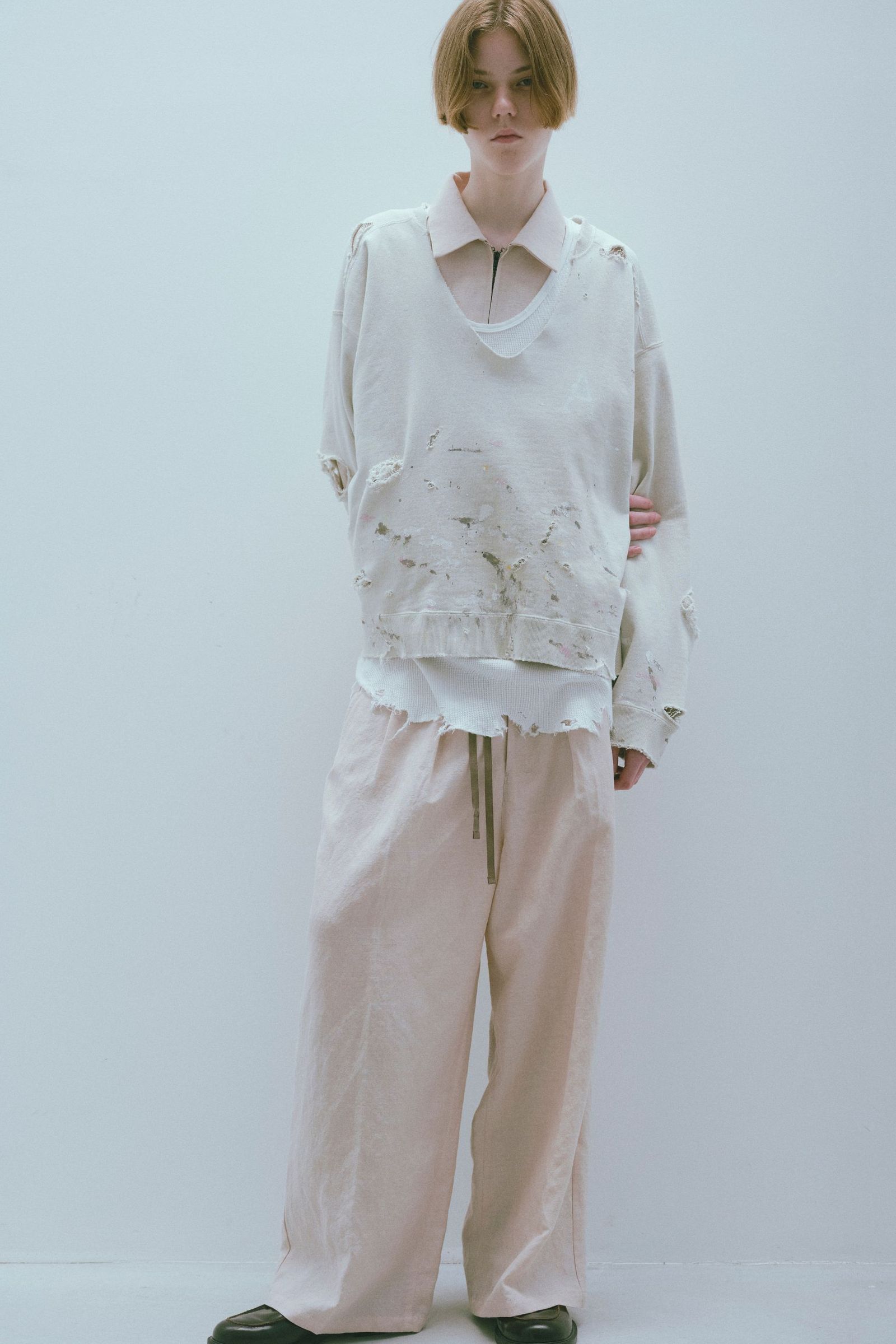 W/L WIDE EASY TUCK SLACKS(PINKBEIGE) – ANCELLM