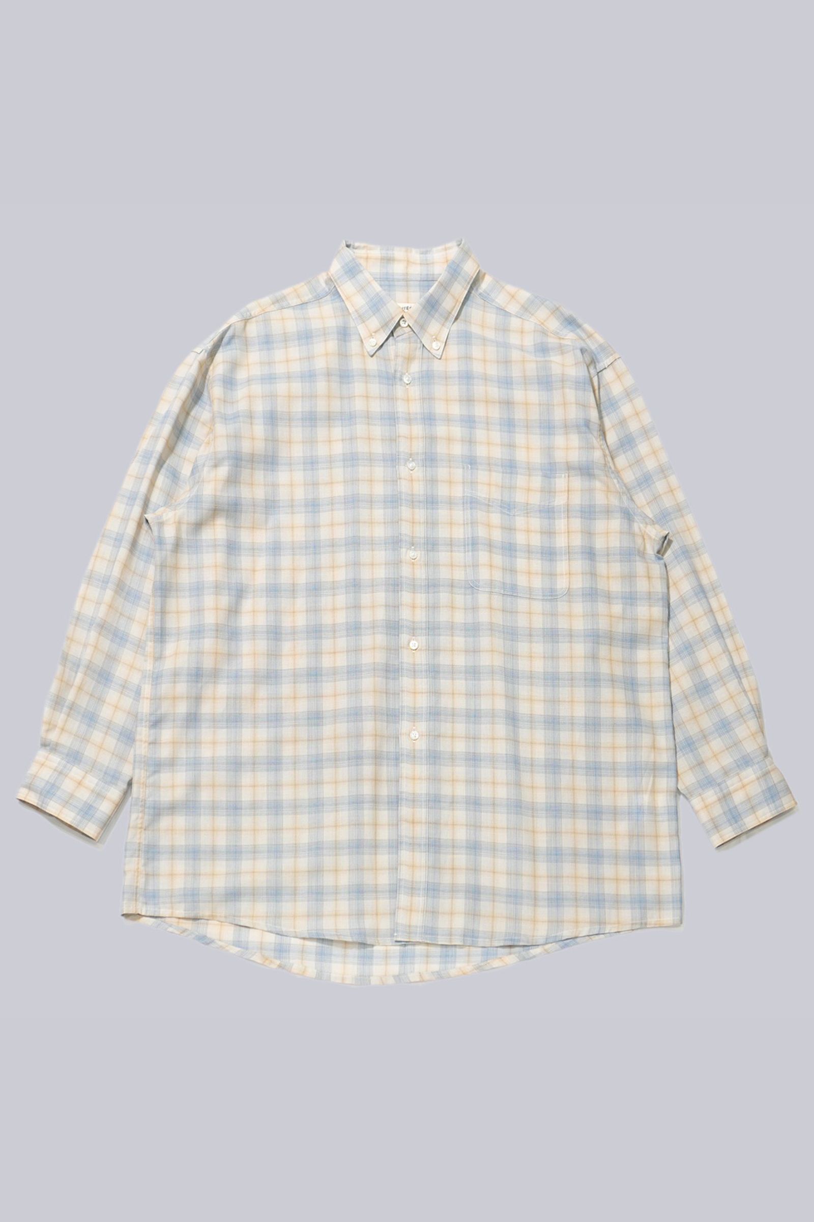 [ラスト1点] SUPIMA WOOL CHECK 90s FIT BUTTON DOWN SHIRT | BLUE CHECK | チェックシャツ