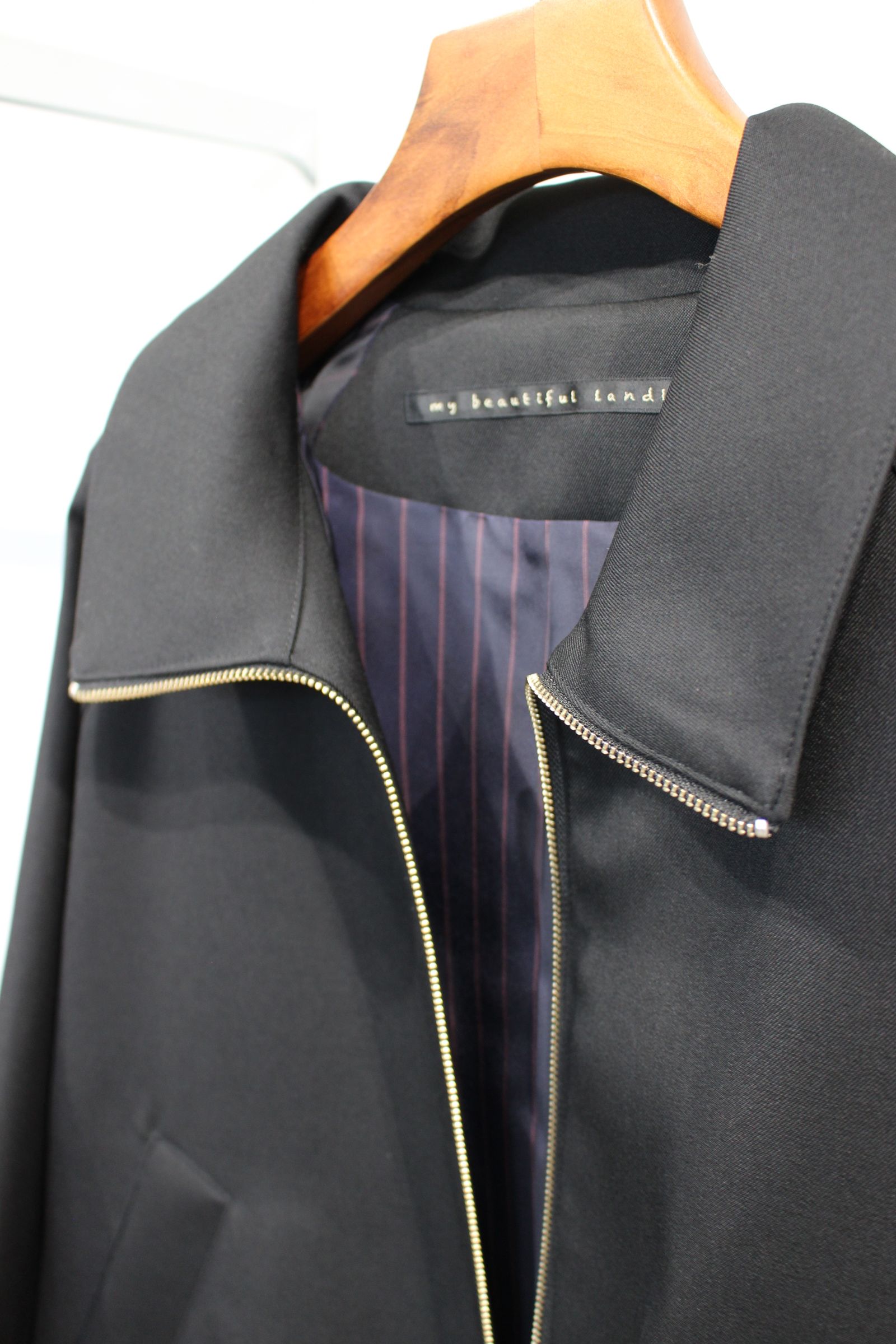 my beautiful landlet - HARUTO PROCESSED WOOL ZIP BLOUSON/BLACK