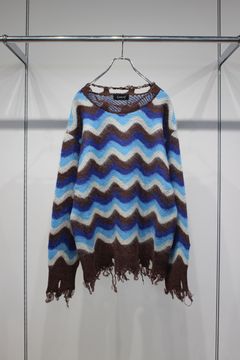 Wave Mohair Knit | BLUE - BROWN | ダメージニット