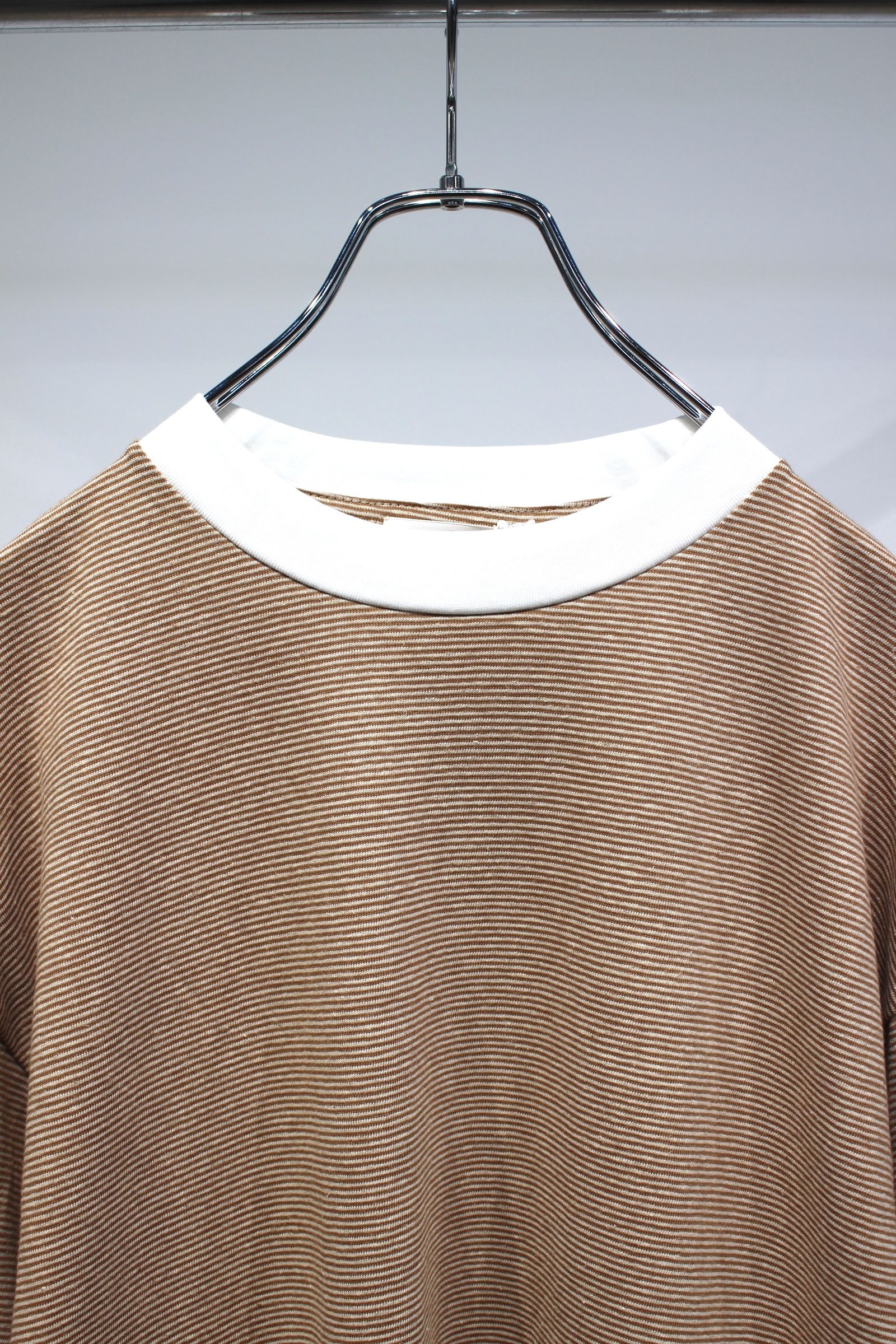 [ラスト1点] COTTON HEMP BORDER L/S TEE | BROWN | カットソー