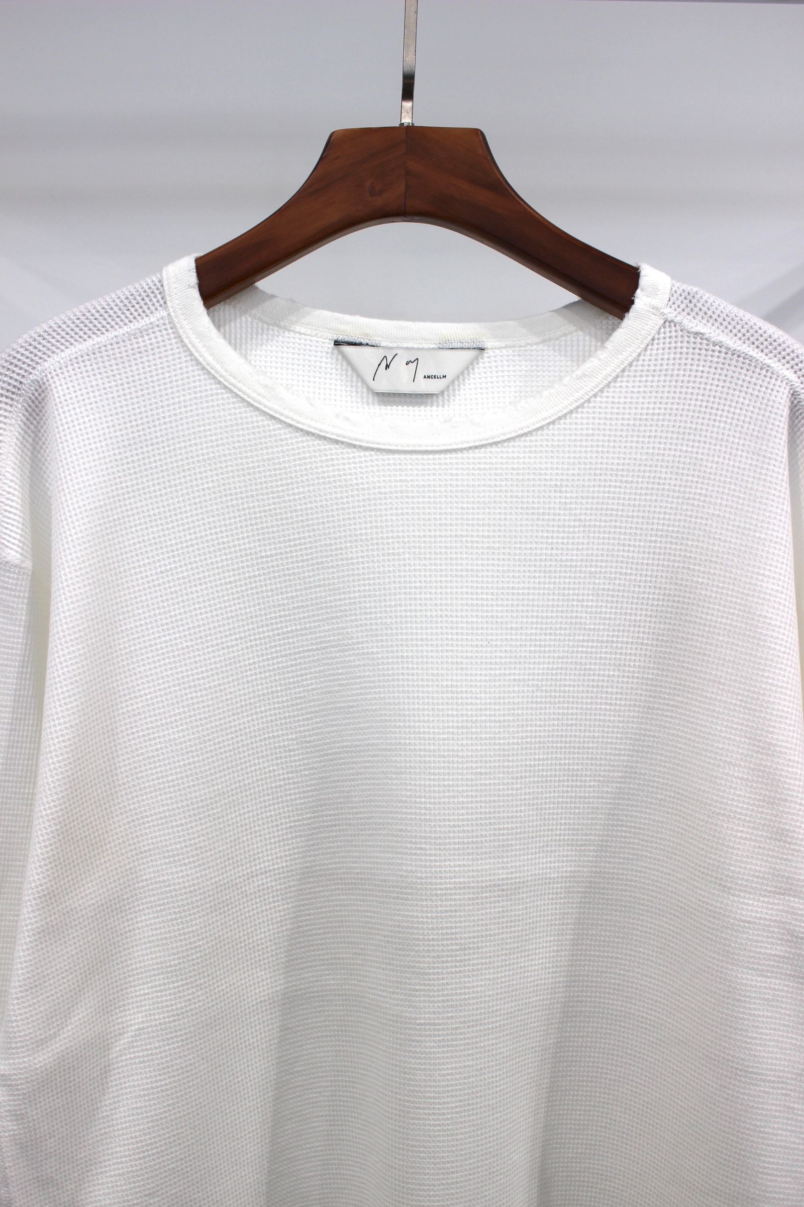 ANCELLM - DAMAGE WAFFLE CREW LS T-SHIRT/WHITE | NapsNote