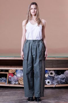 [ラスト1点] SUN DRYING LIGHT HAND TWIL Wide Tapered Easy Pants | OLIVE | ワイドテーパードパンツ