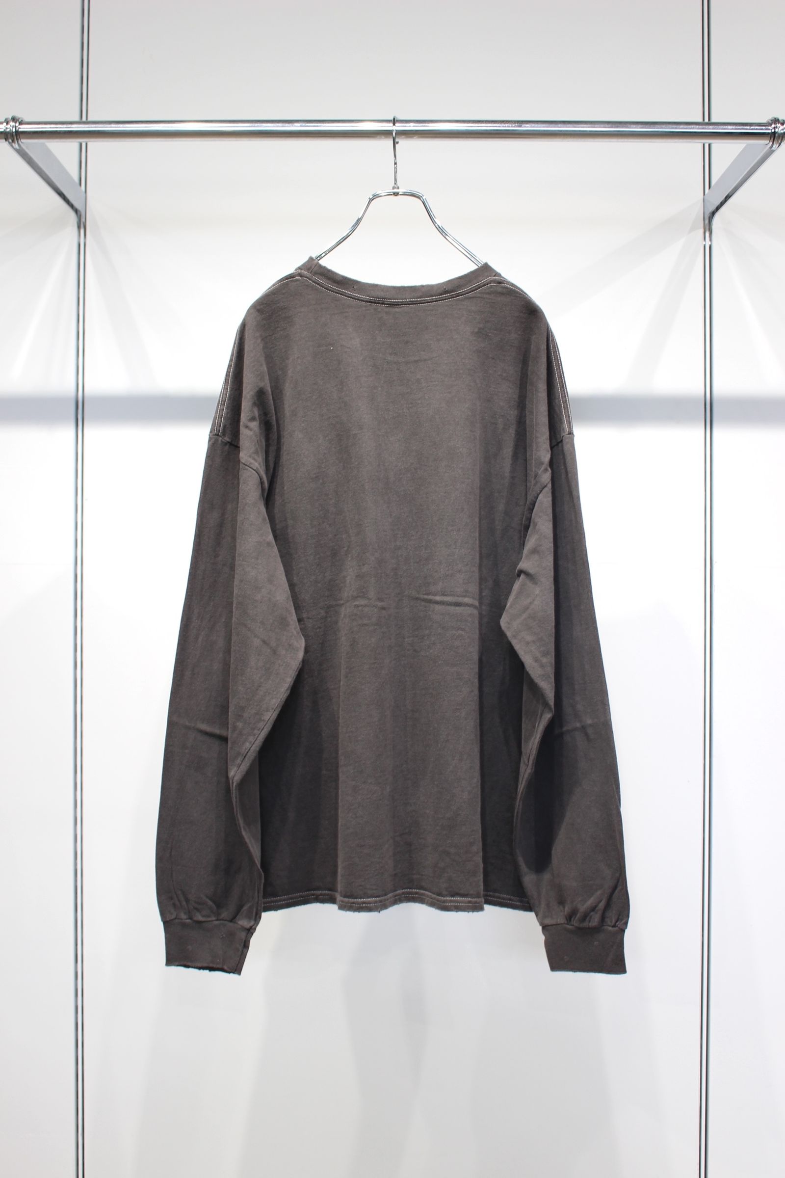 EMBROIDERY DYED LS T-SHIRT | F.BLACK | カットソー