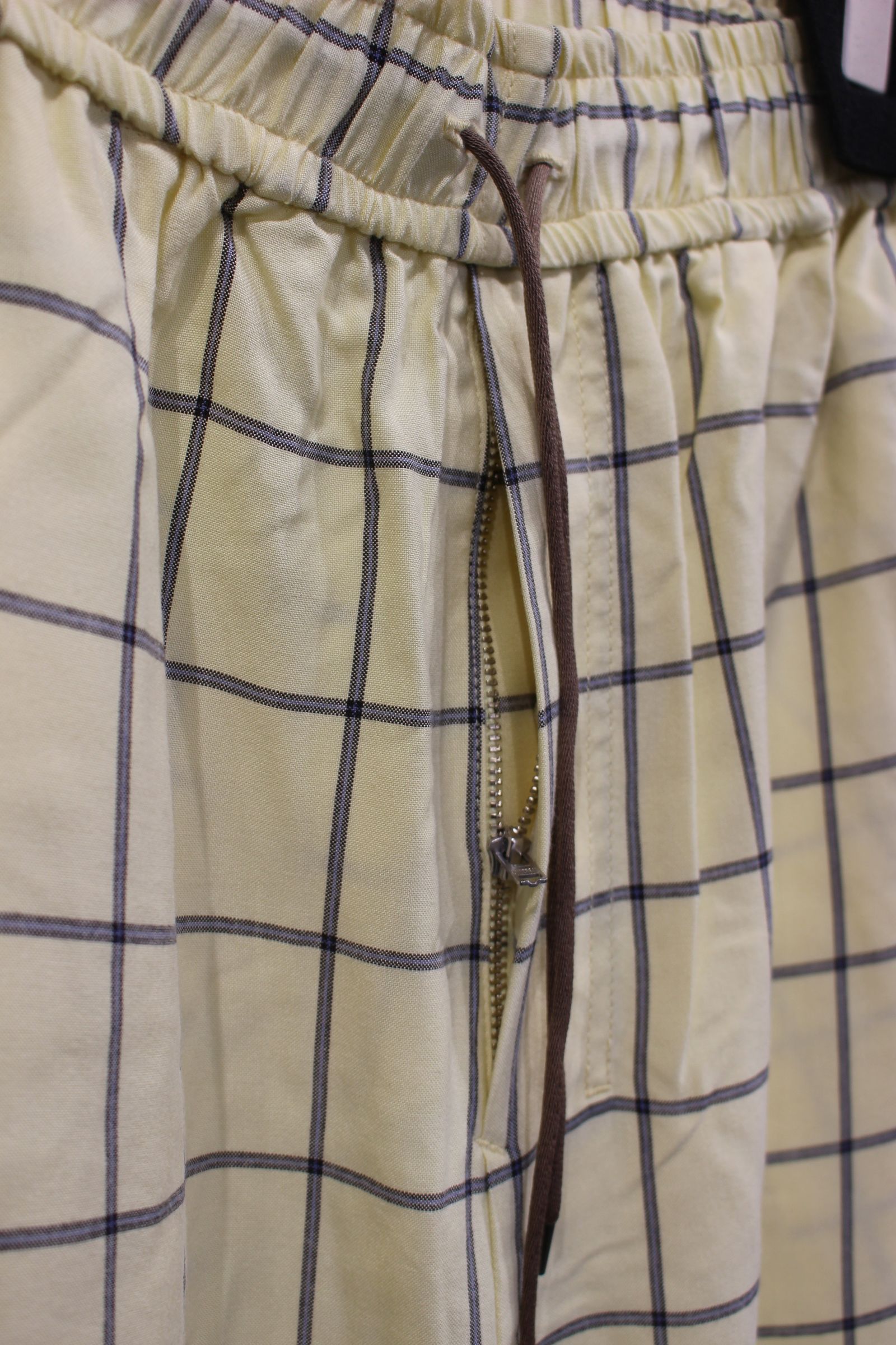 RAYON CHECK SLACKS/CREAM