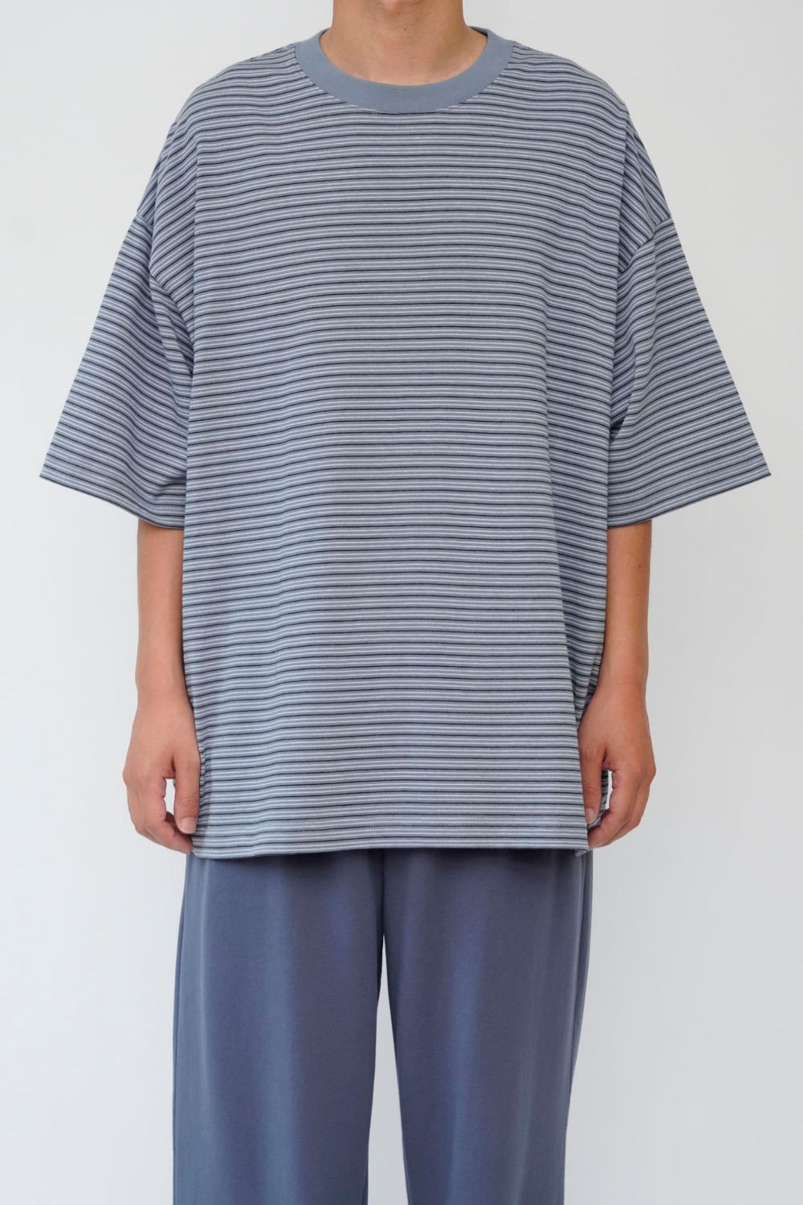 BORDER WIDE S/S T-SHIRT | BLUE | Tシャツ