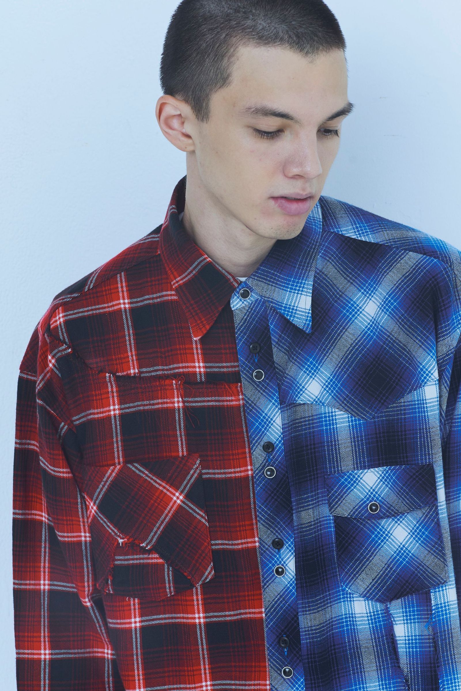 Remake shirt | BLU-RED | シャツ