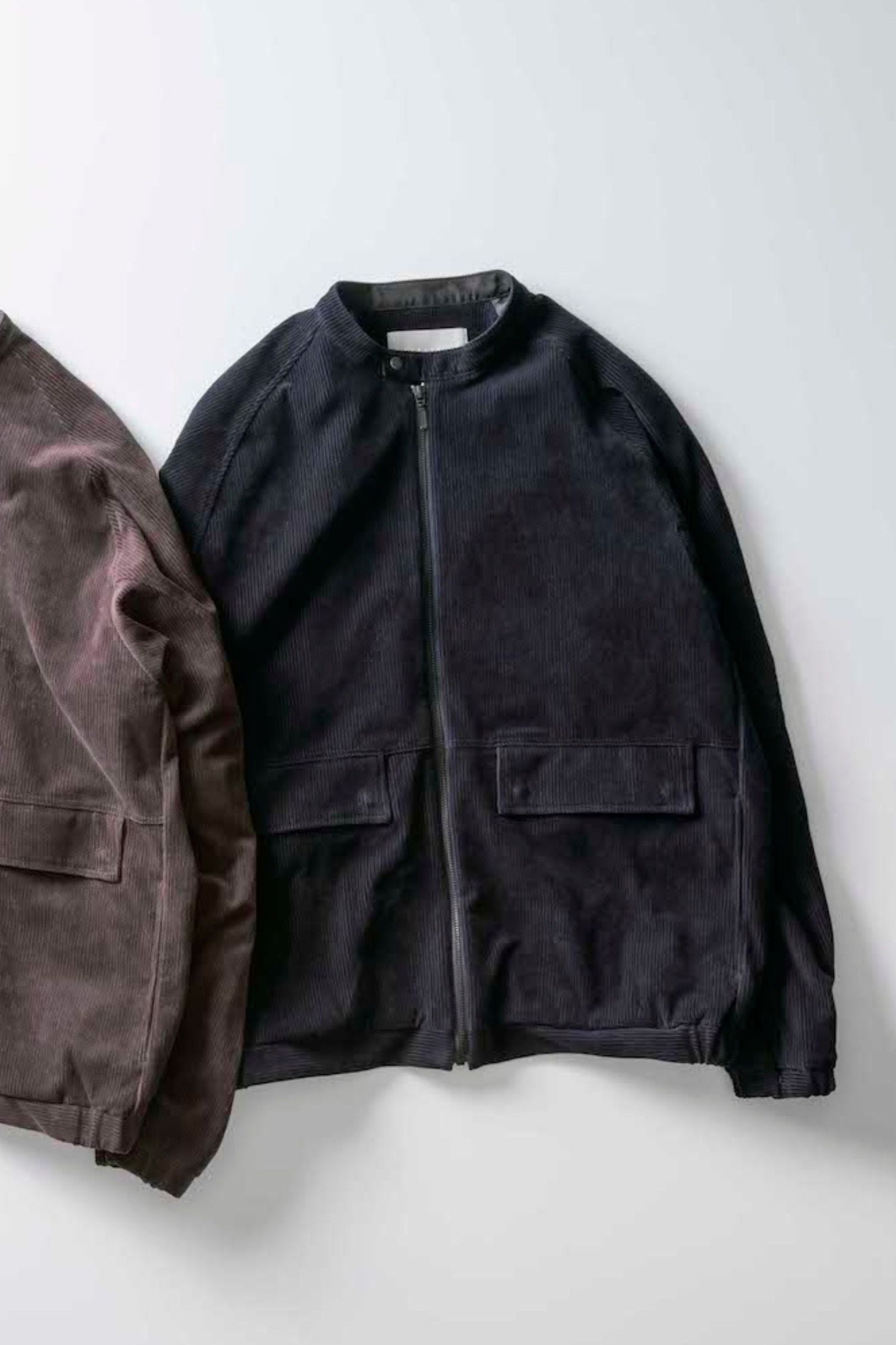 KNIT CORDUROY ZIP-UP BLOUSON/NAVY