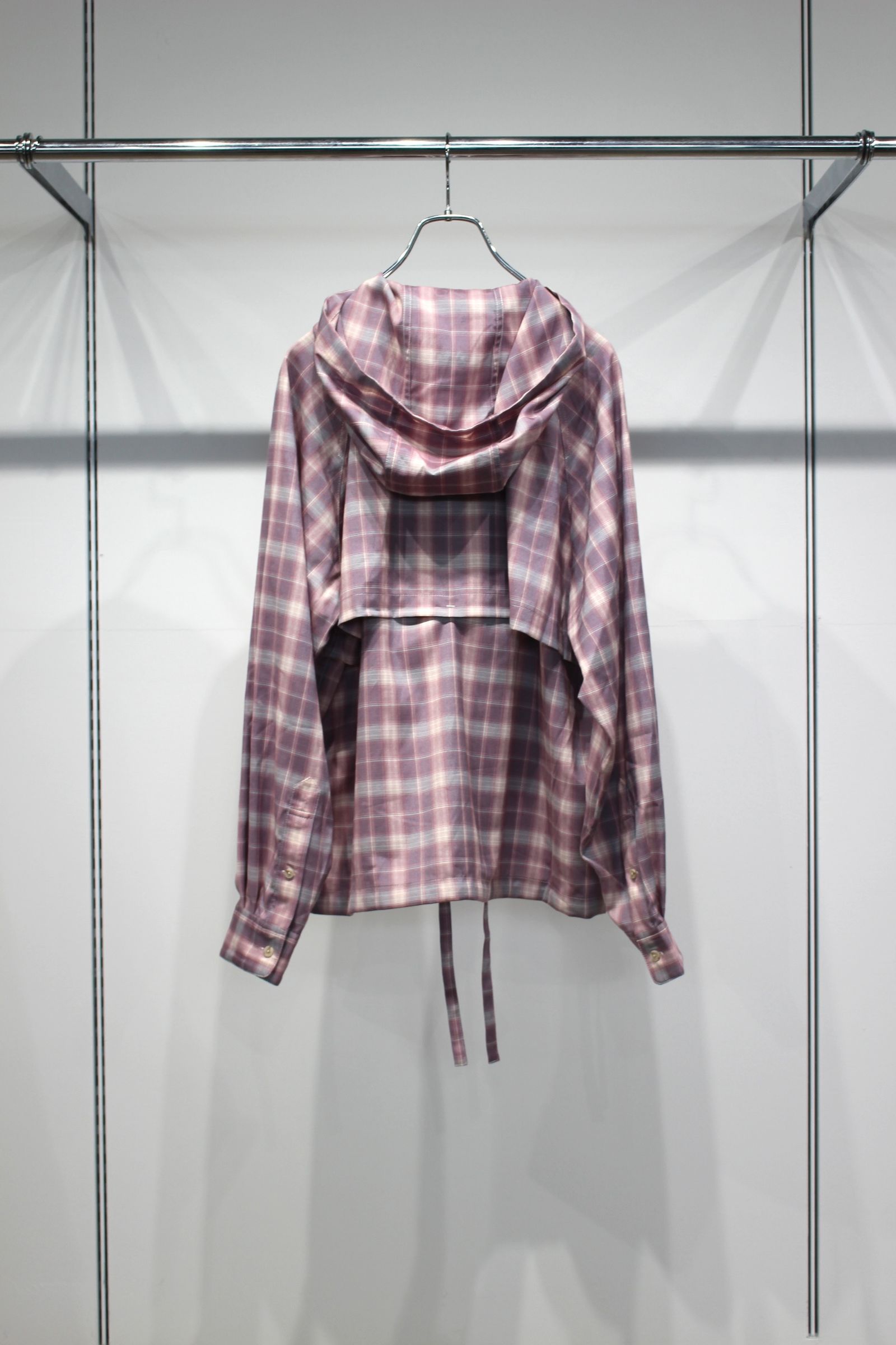 Tech Check Hooded Ventilation Shirt | PINK | フードシャツ