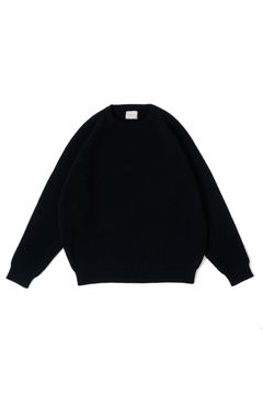 SHETLAND WOOL LOW GAGE CREW NECK KNIT/BLACK