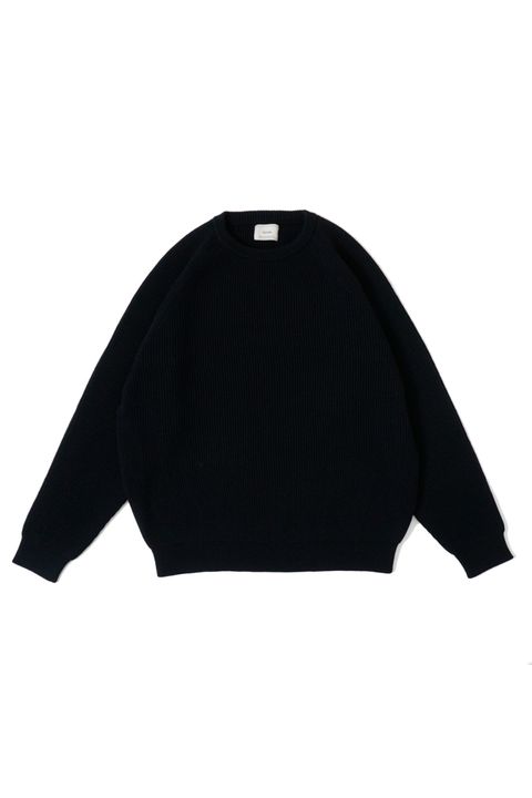 SHETLAND WOOL LOW GAGE CREW NECK KNIT/BLACK