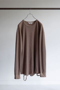 DAMAGE WAFFLE CREW LS T-SHIRT/BEIGE