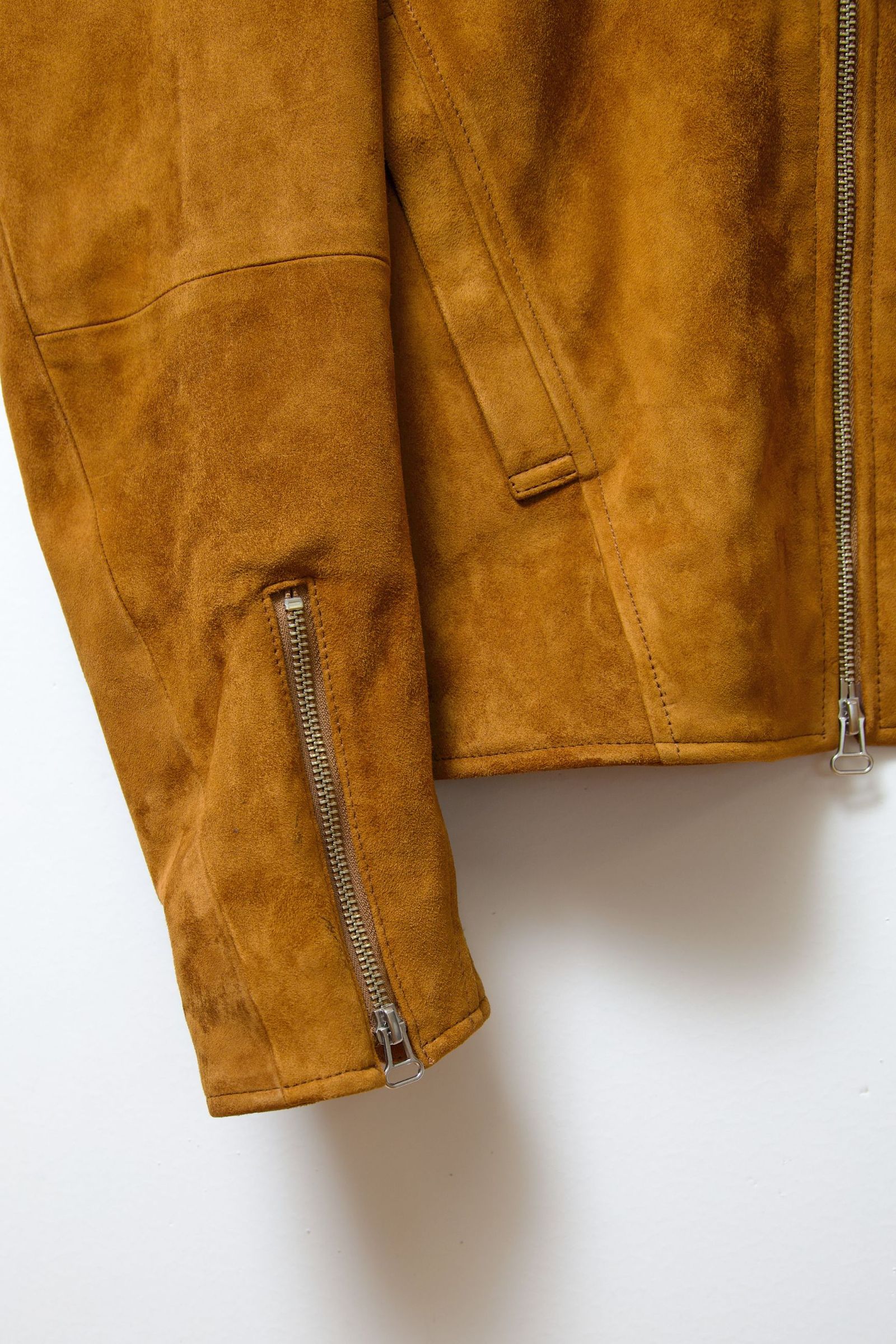NUBUCK DRAPING LEATHER JACKET | BROWN | レザージャケット